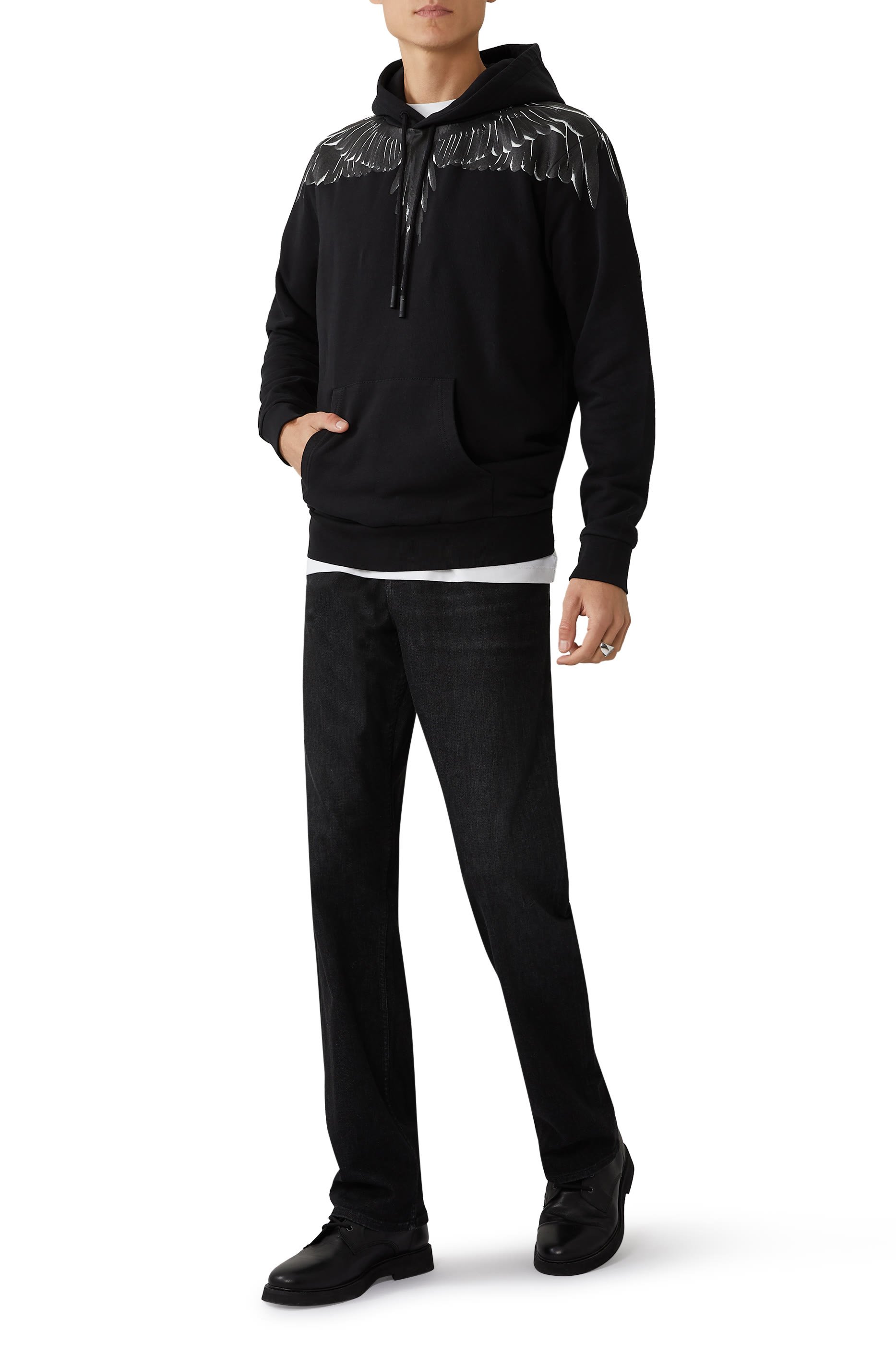 سويت شيرت أيكون بغطاء رأس ونقشة أجنحة