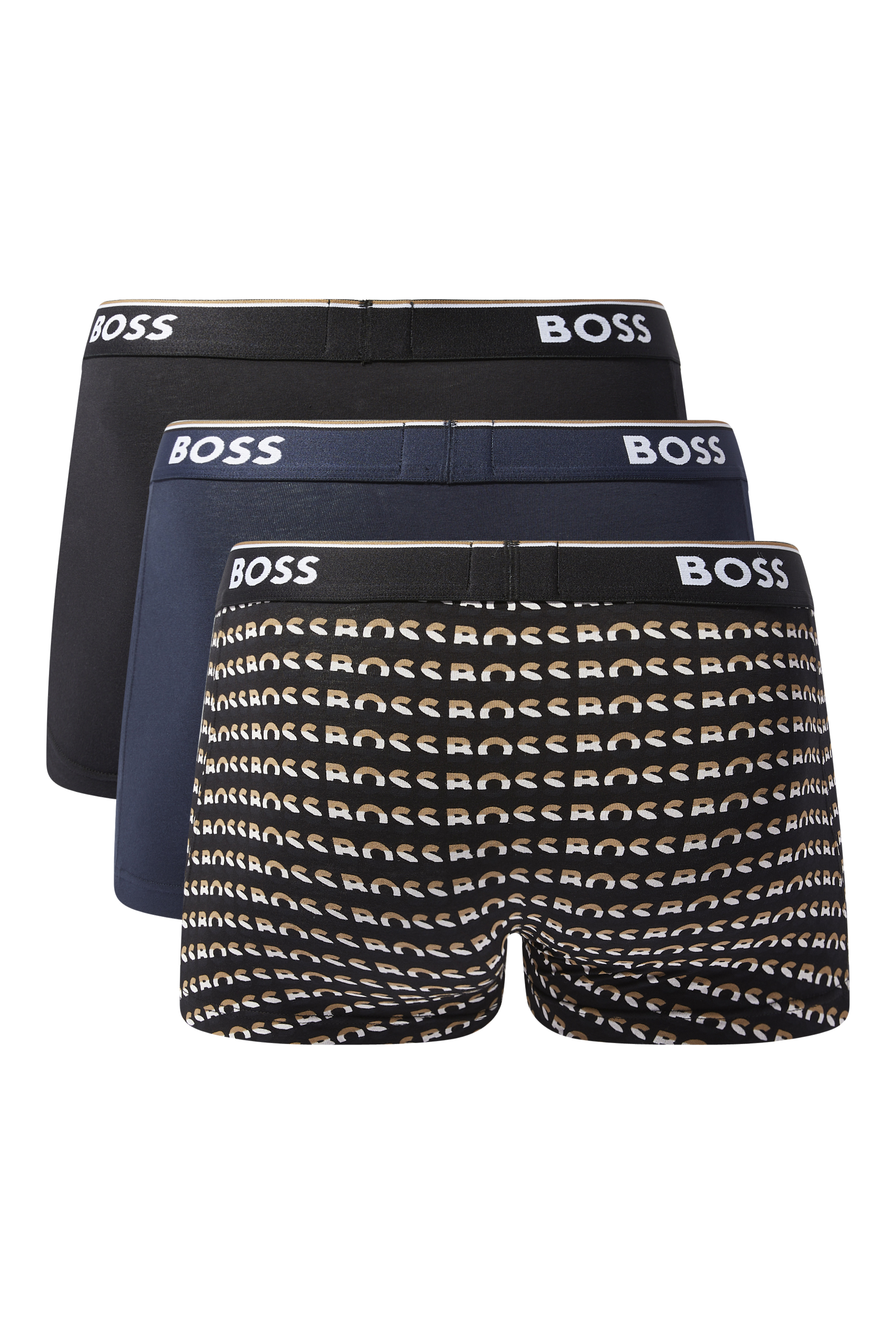 طقم بوكسر بحزام خصر بشعار الماركة، 3 قطع