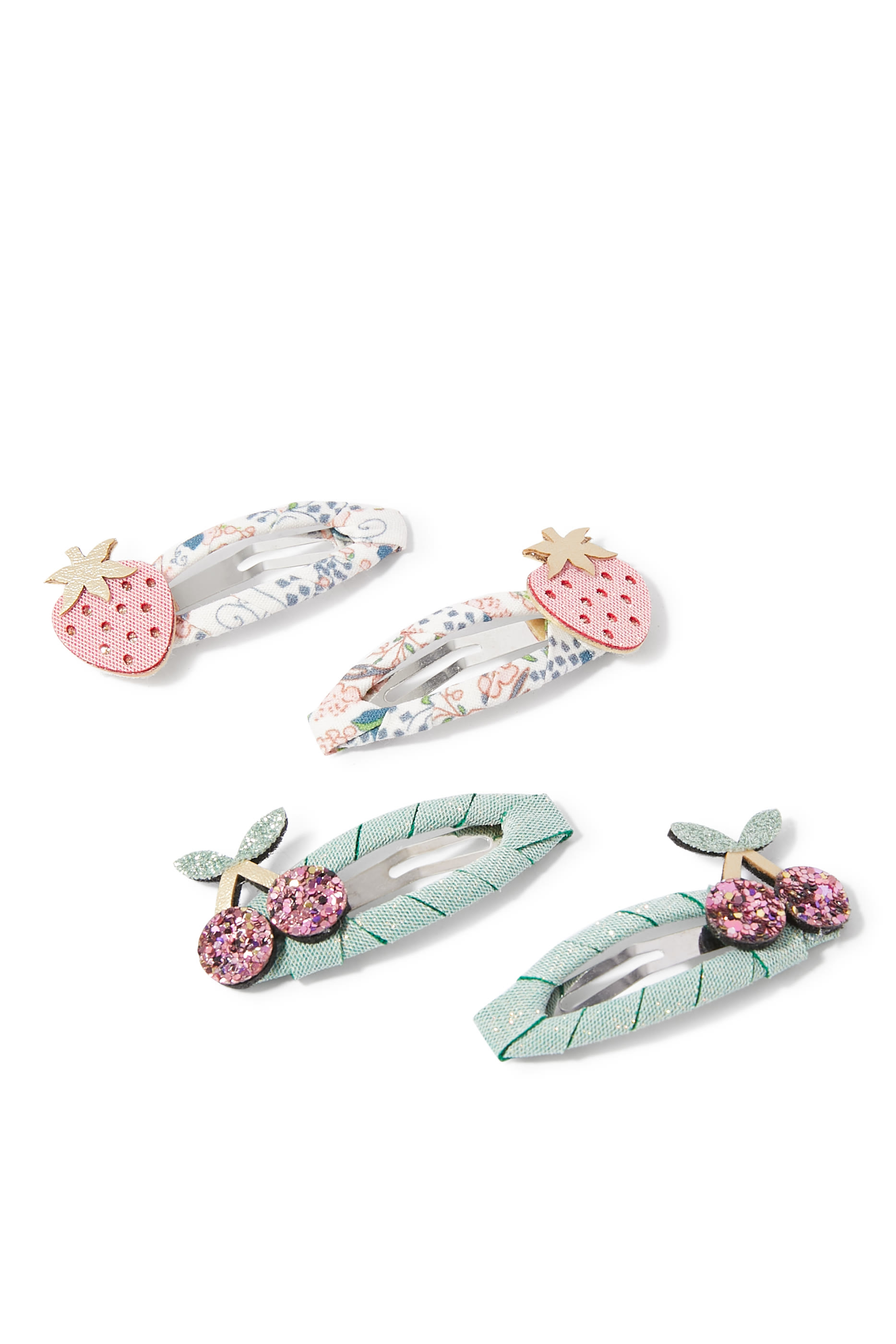 مشابك مزينة بزهور وفواكه للأطفال