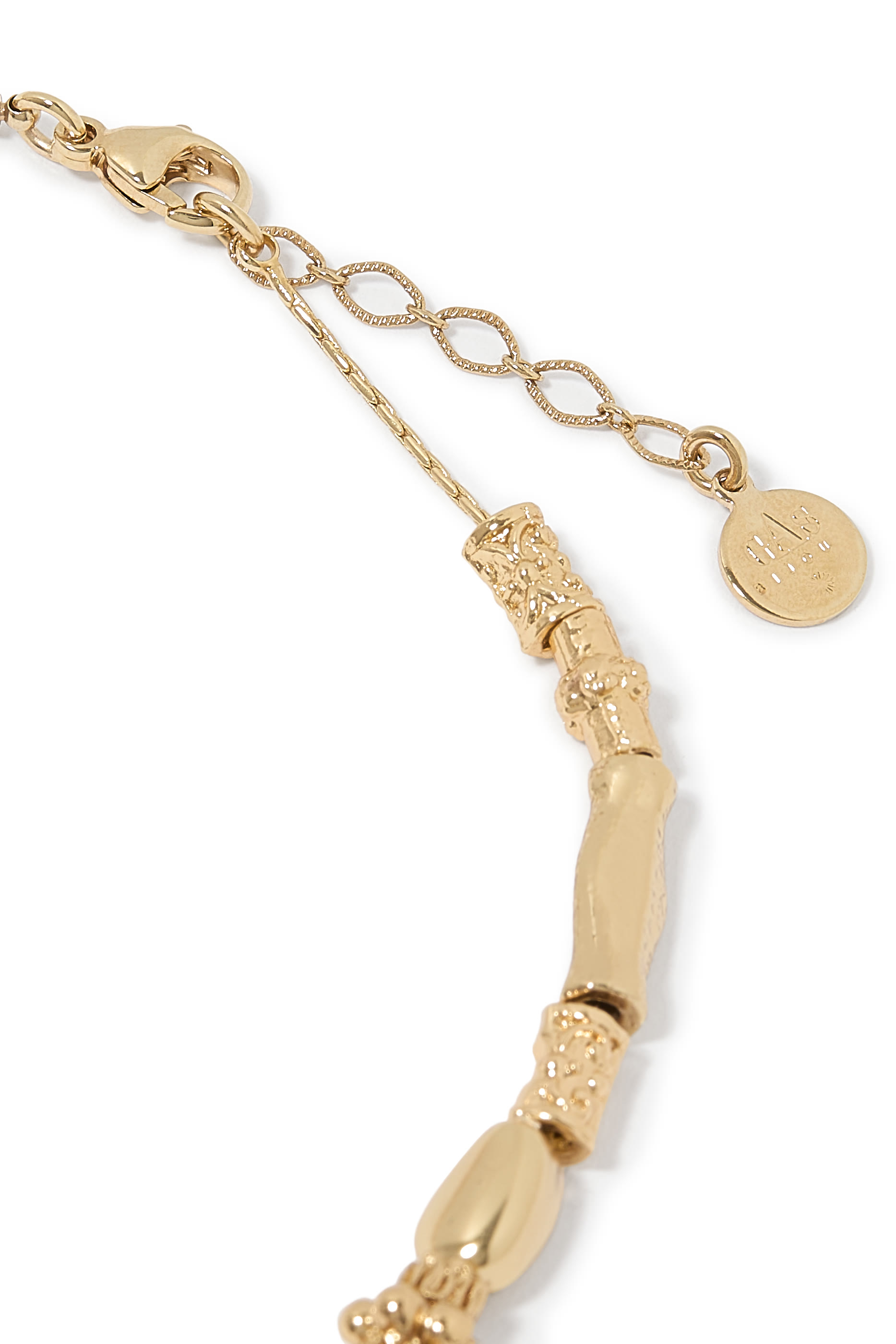 قلادة كالي بطلاء ذهبي وخرز كابوشون ملاكيت