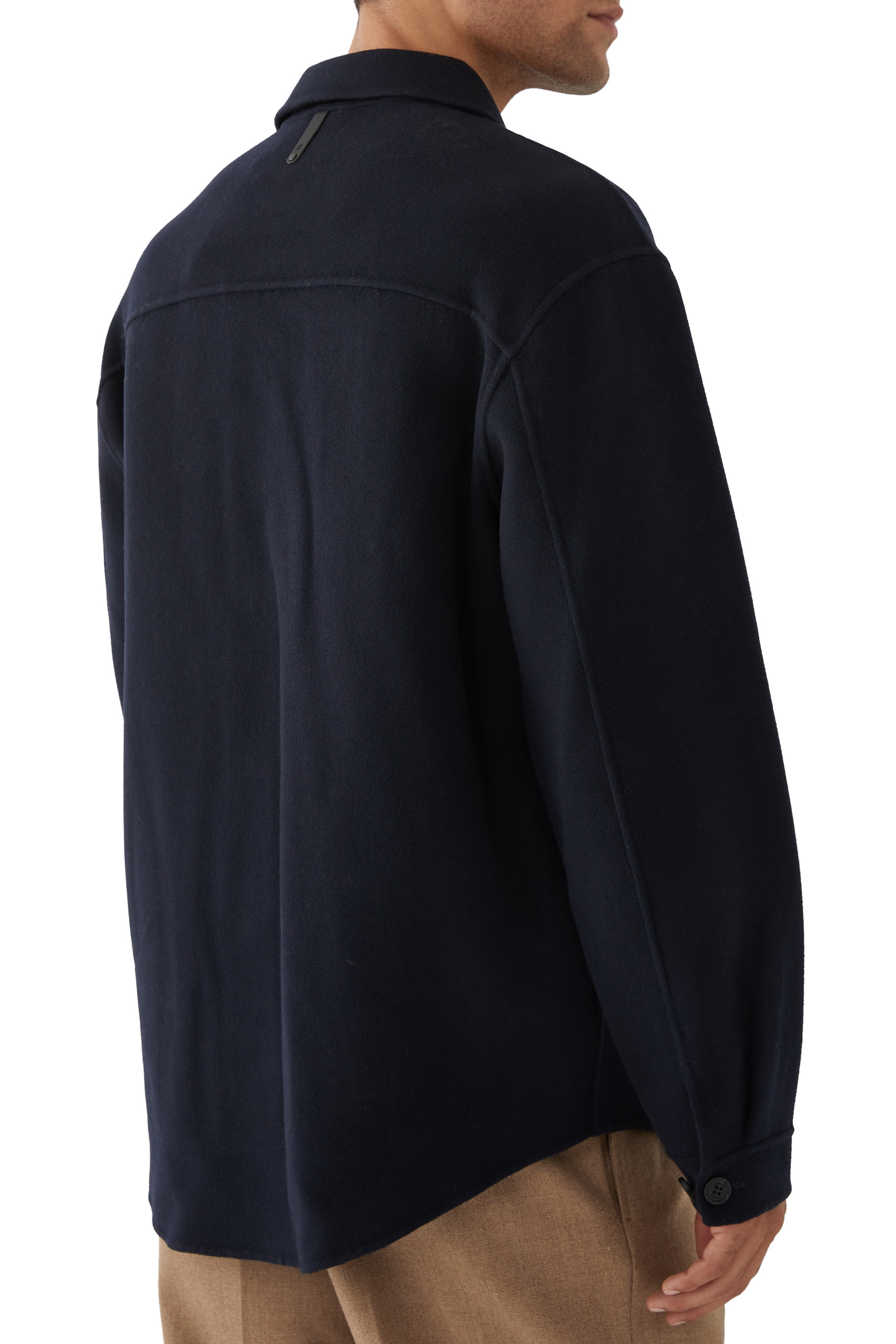 سترة إيمانويل صوف بوجهين مع جيب جلد