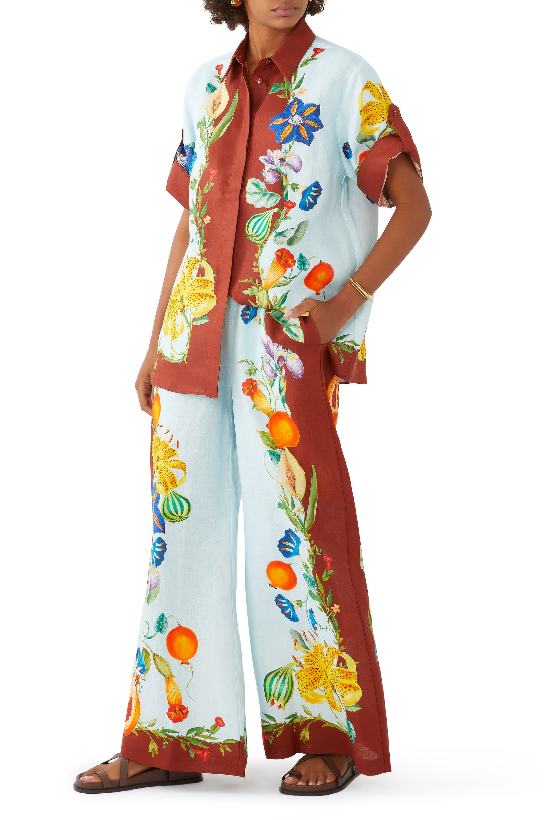 بنطال داهليا فلورال كتان