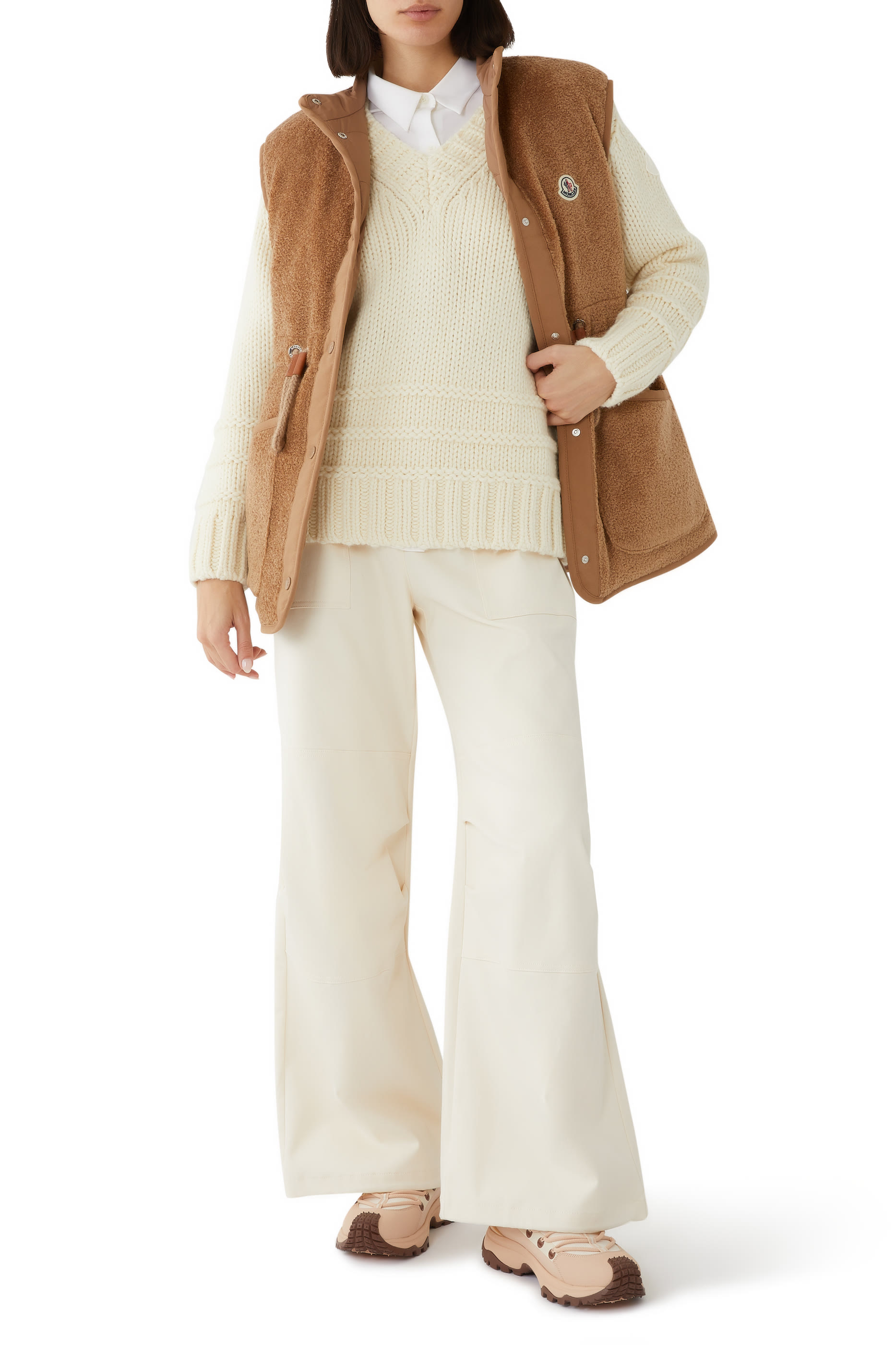 سترة بياقة V صوف