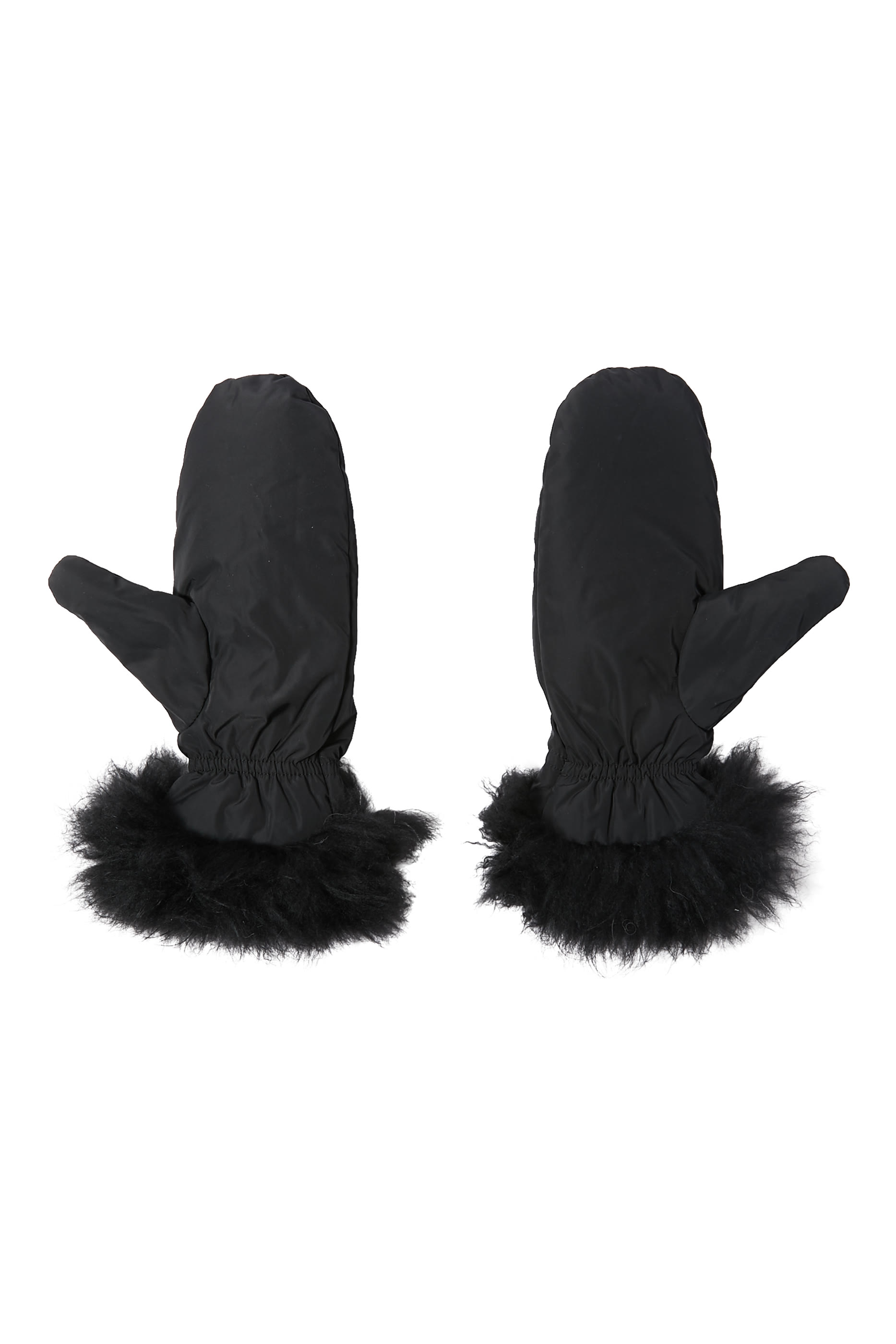 قفازات فلانيل بحافة فرو ثعلب