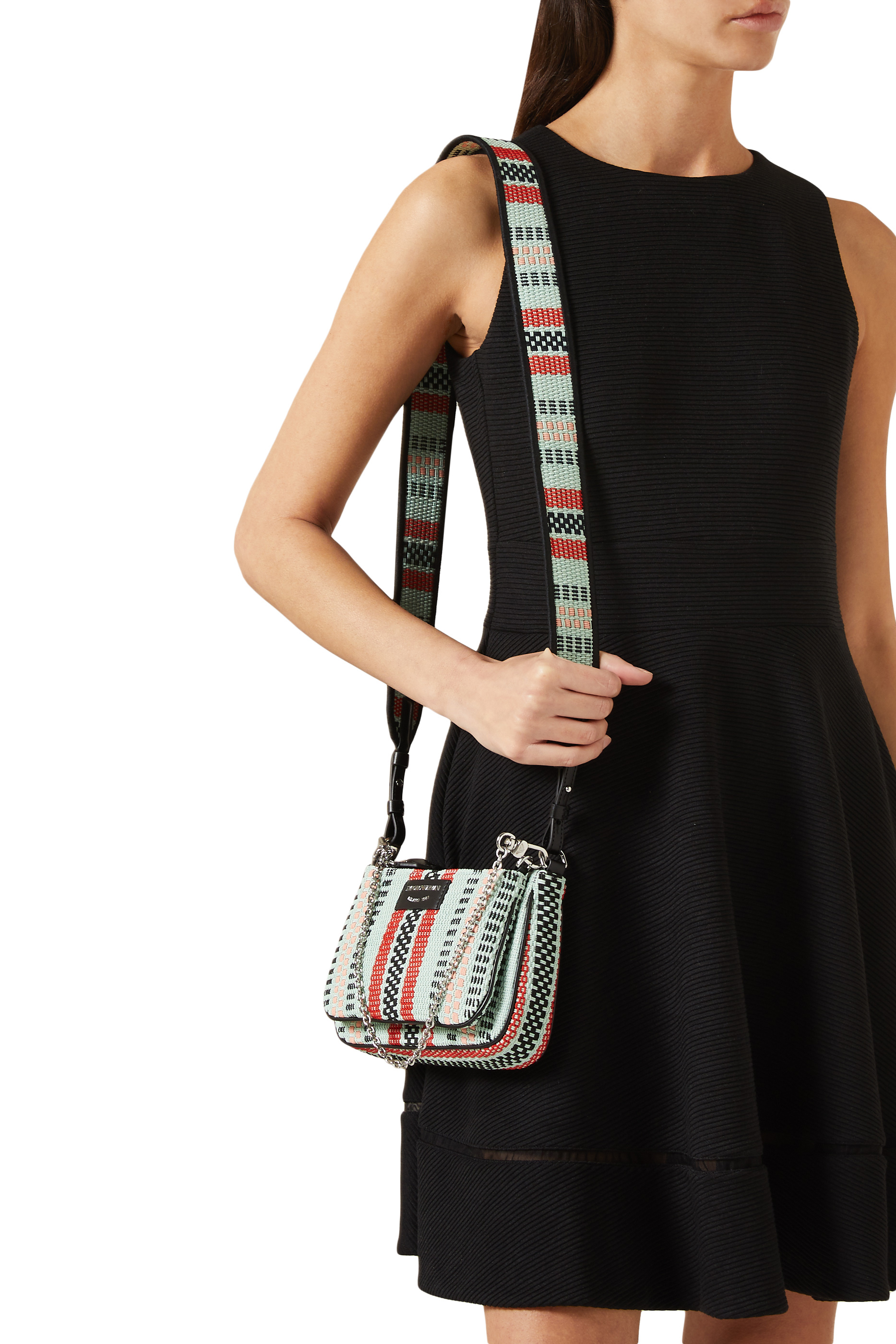 حقيبة كتف باسكيت ويف صغيرة مزدوجة