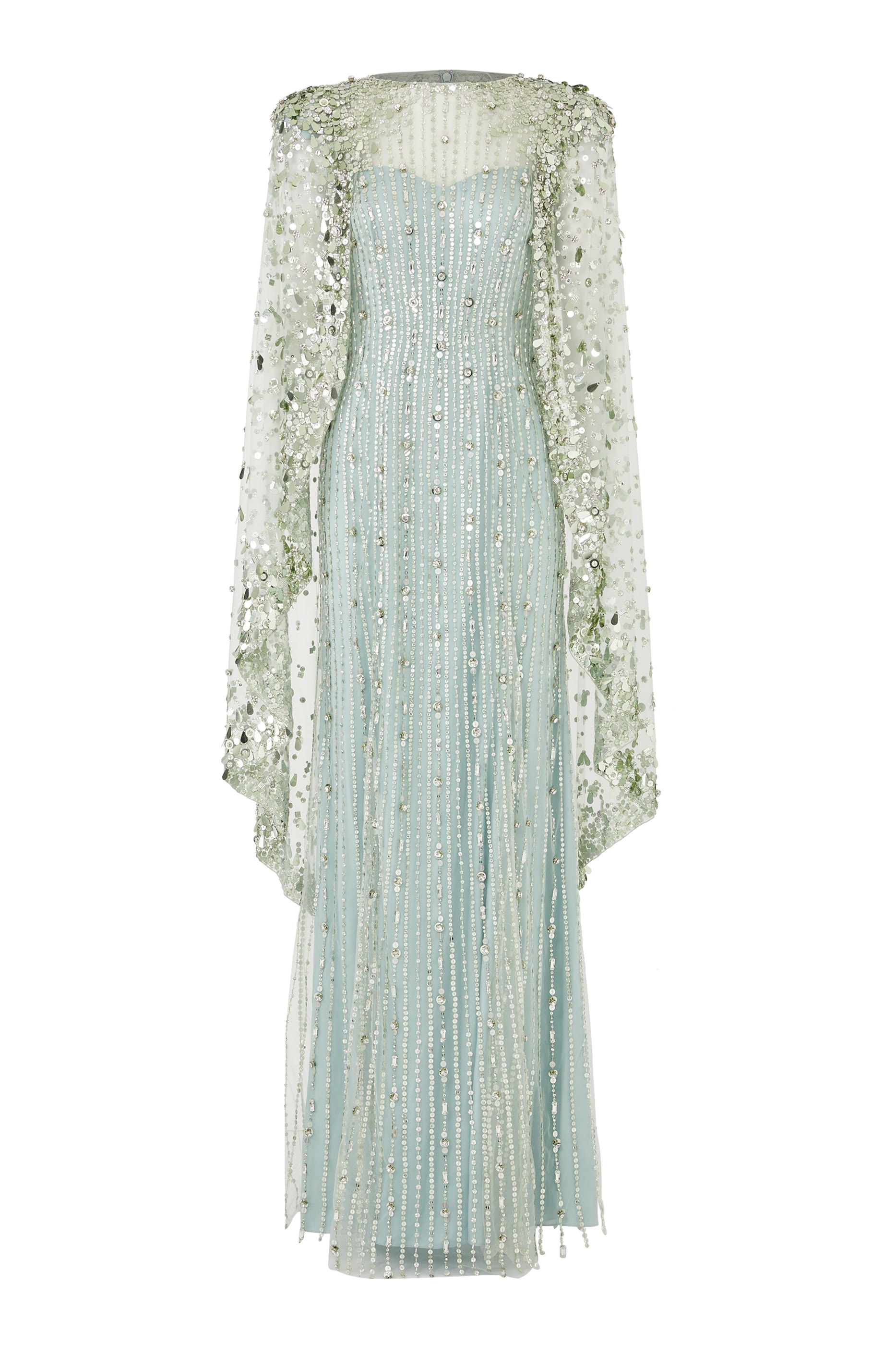 فستان سهرة بأكمام كاب