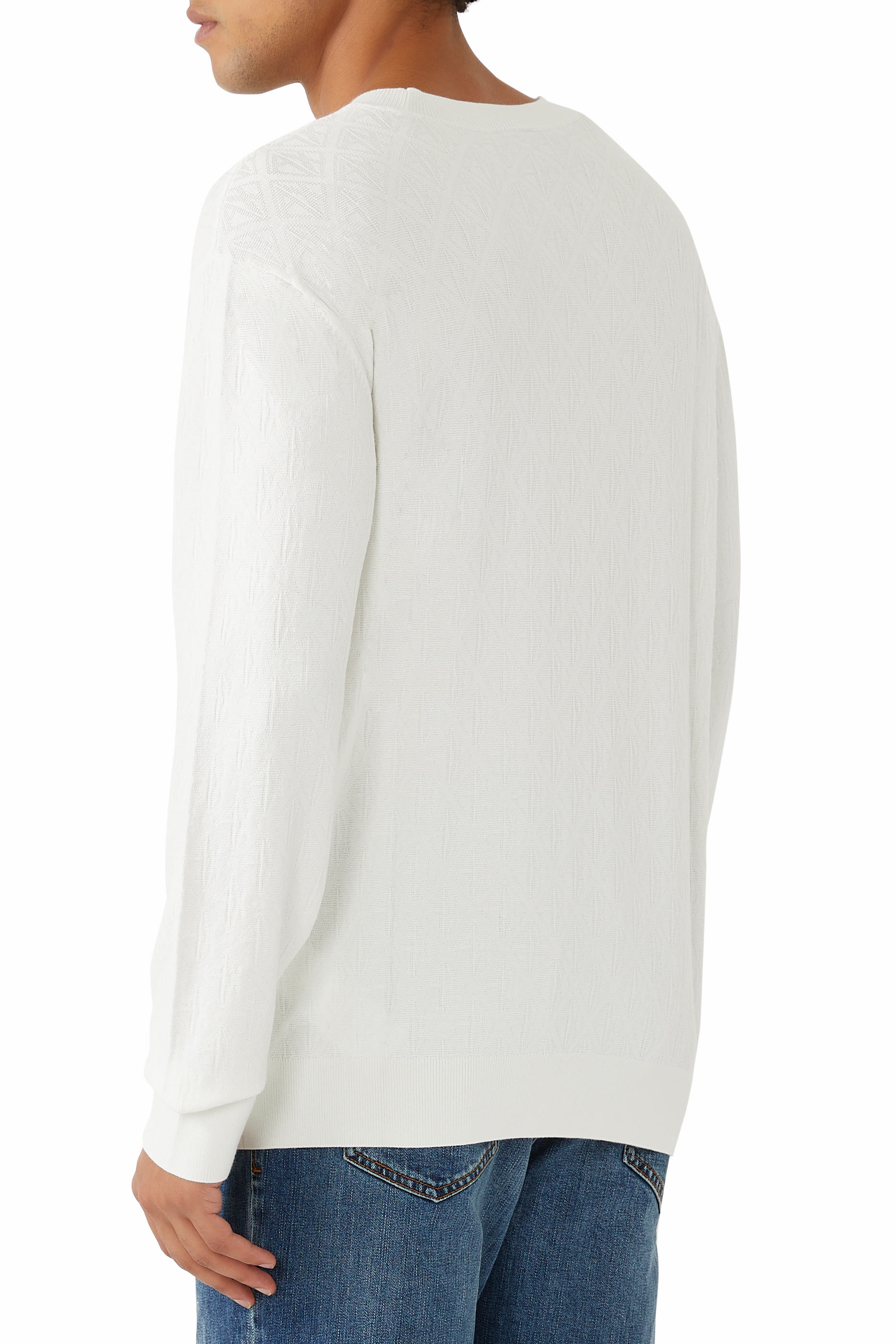 سويت شيرت بياقة ضيقة بشعار الماركة بنفس اللون