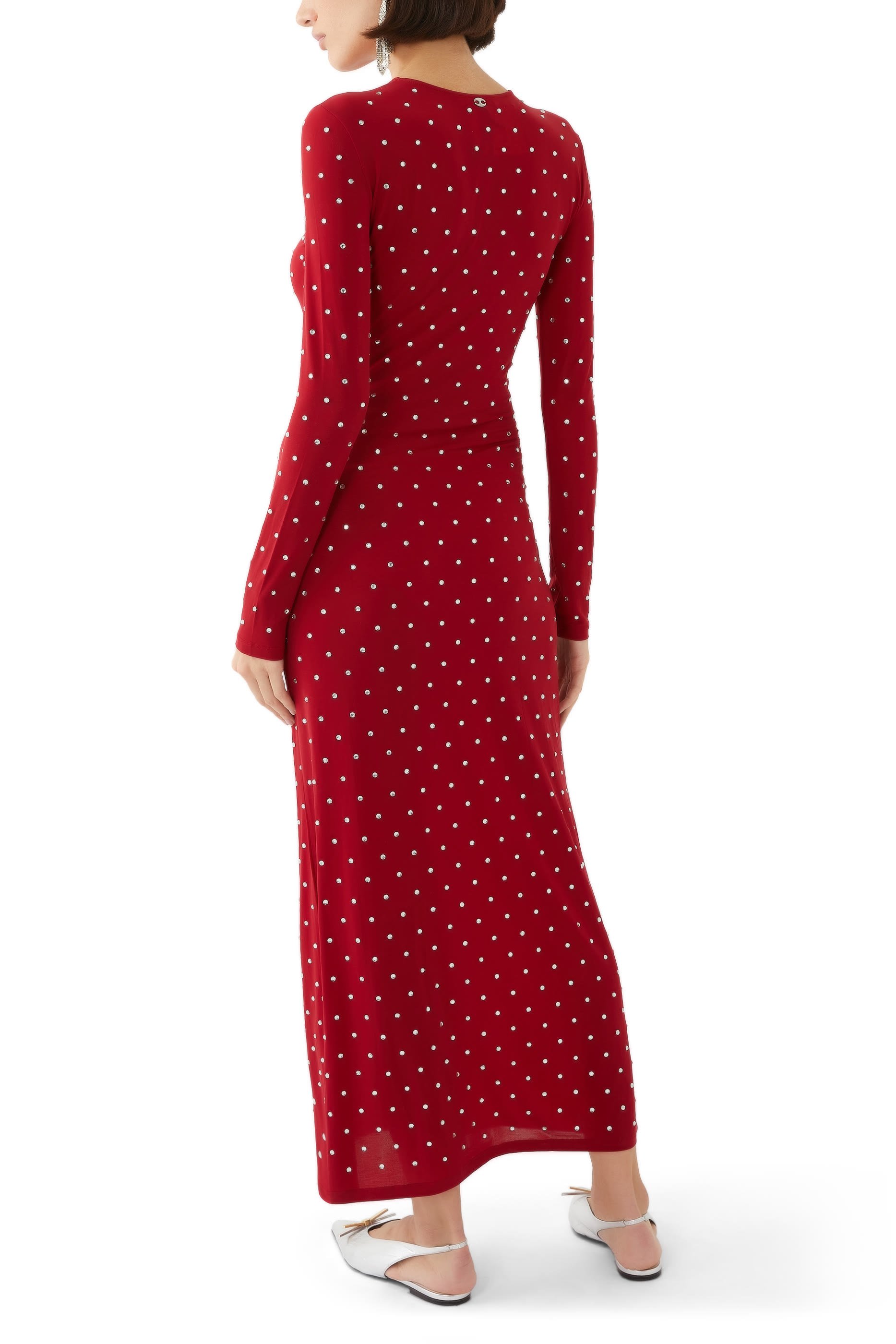 فستان طويل جيرسيه مرصع بكريستال