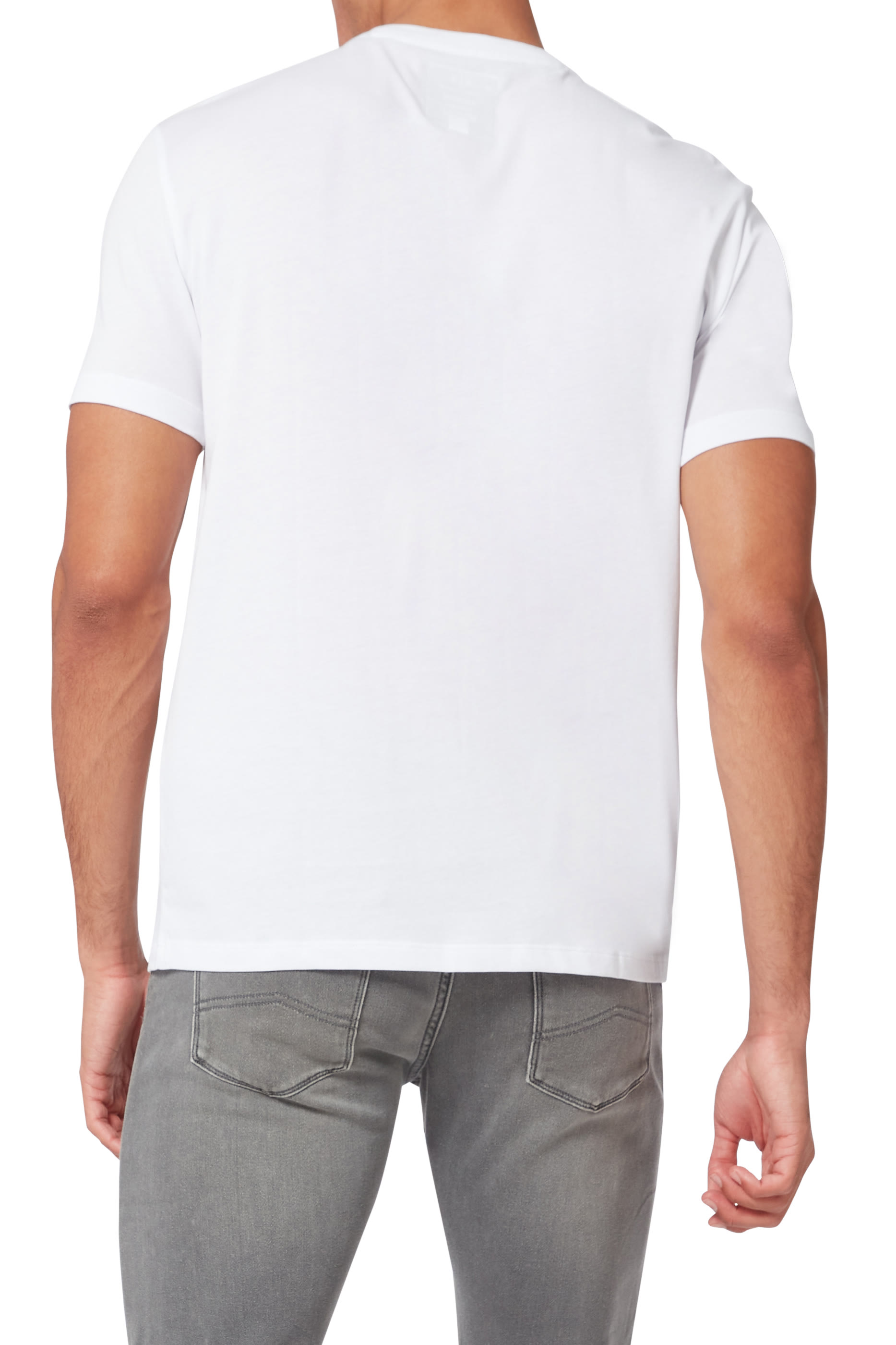 تي شيرت قطن بطبعة كبيرة بشعار الماركة