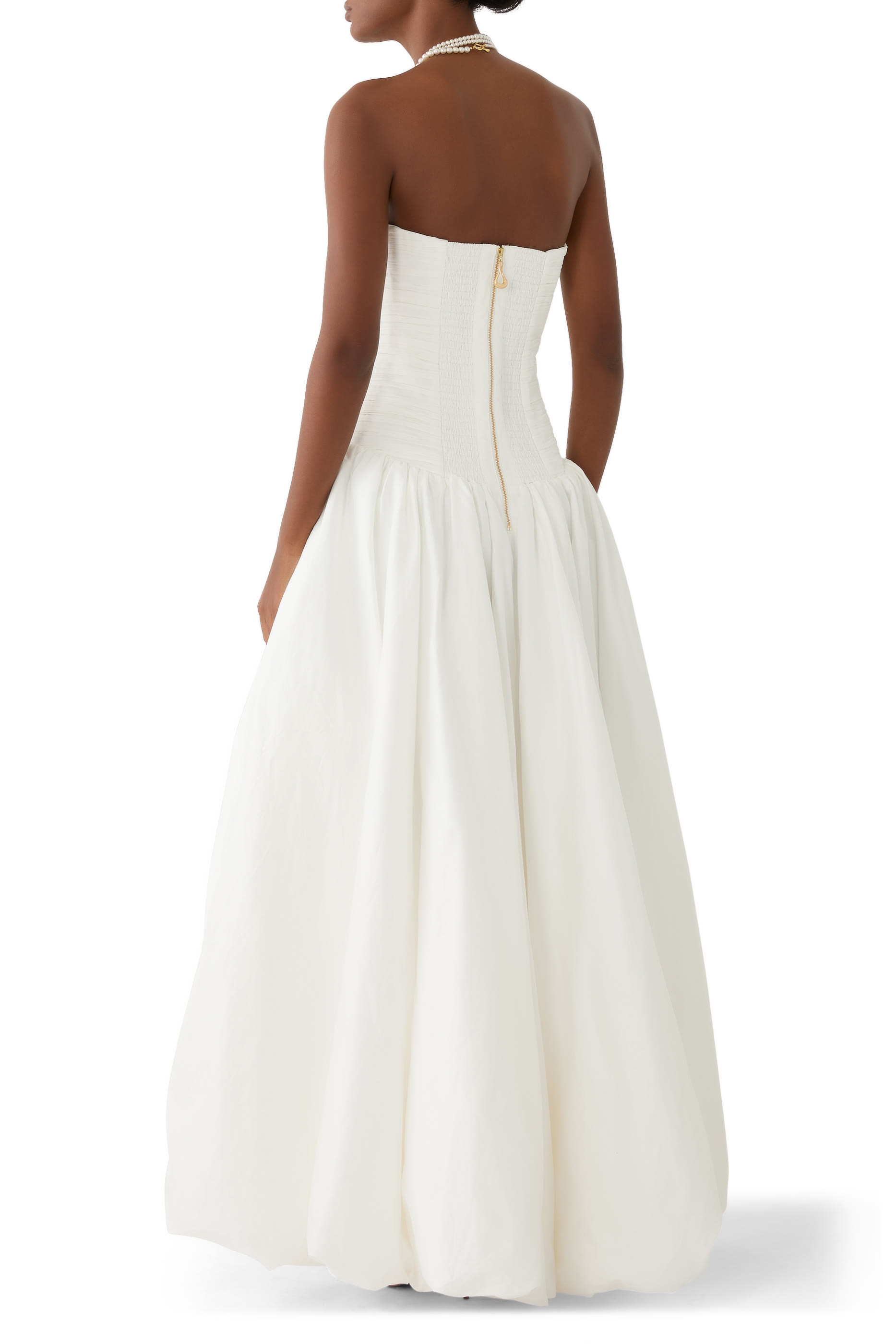 فستان فيوليت طويل بحافة منفوخة