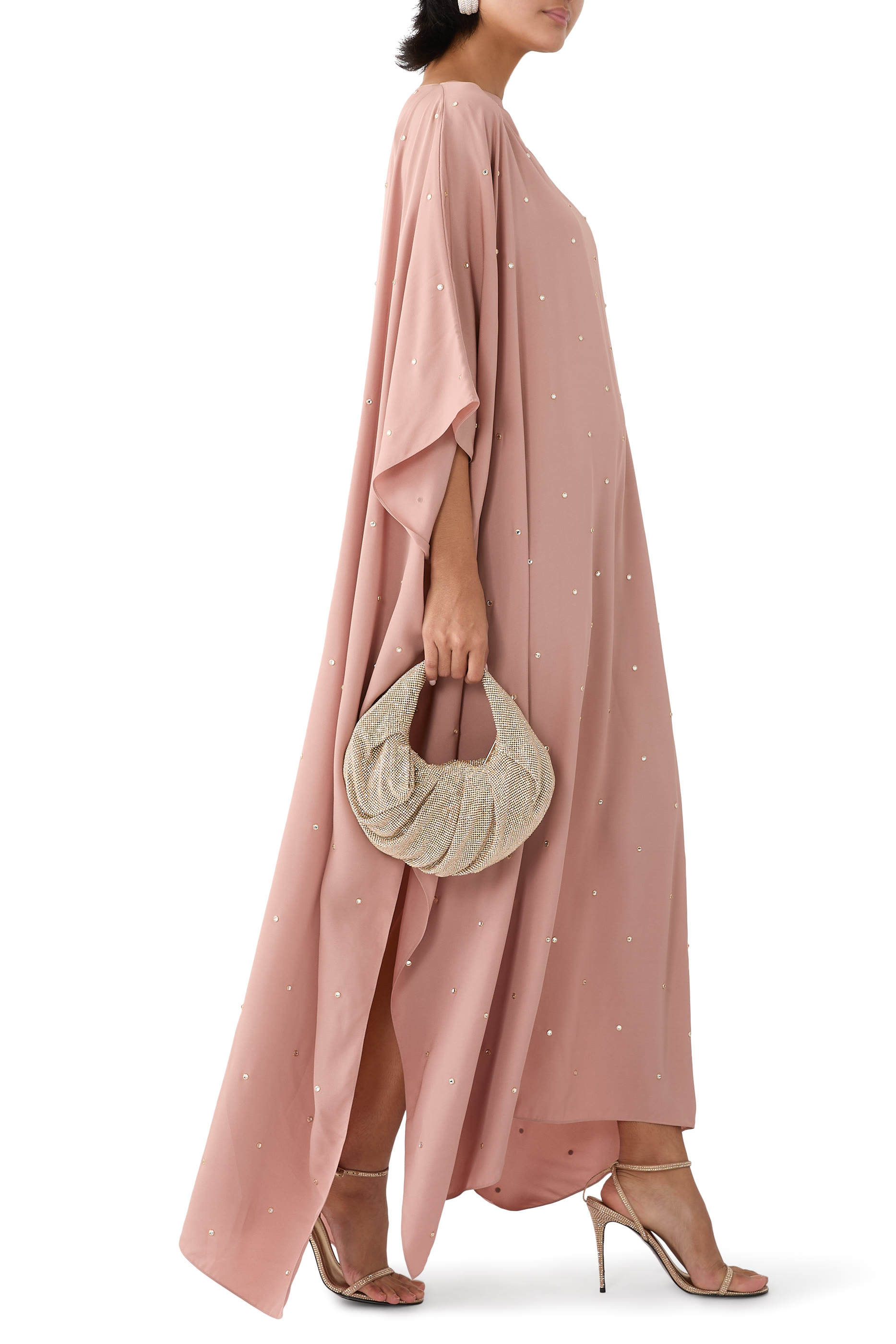 فستان بتصميم قفطان مرصع بكريستال خال من الرصاص