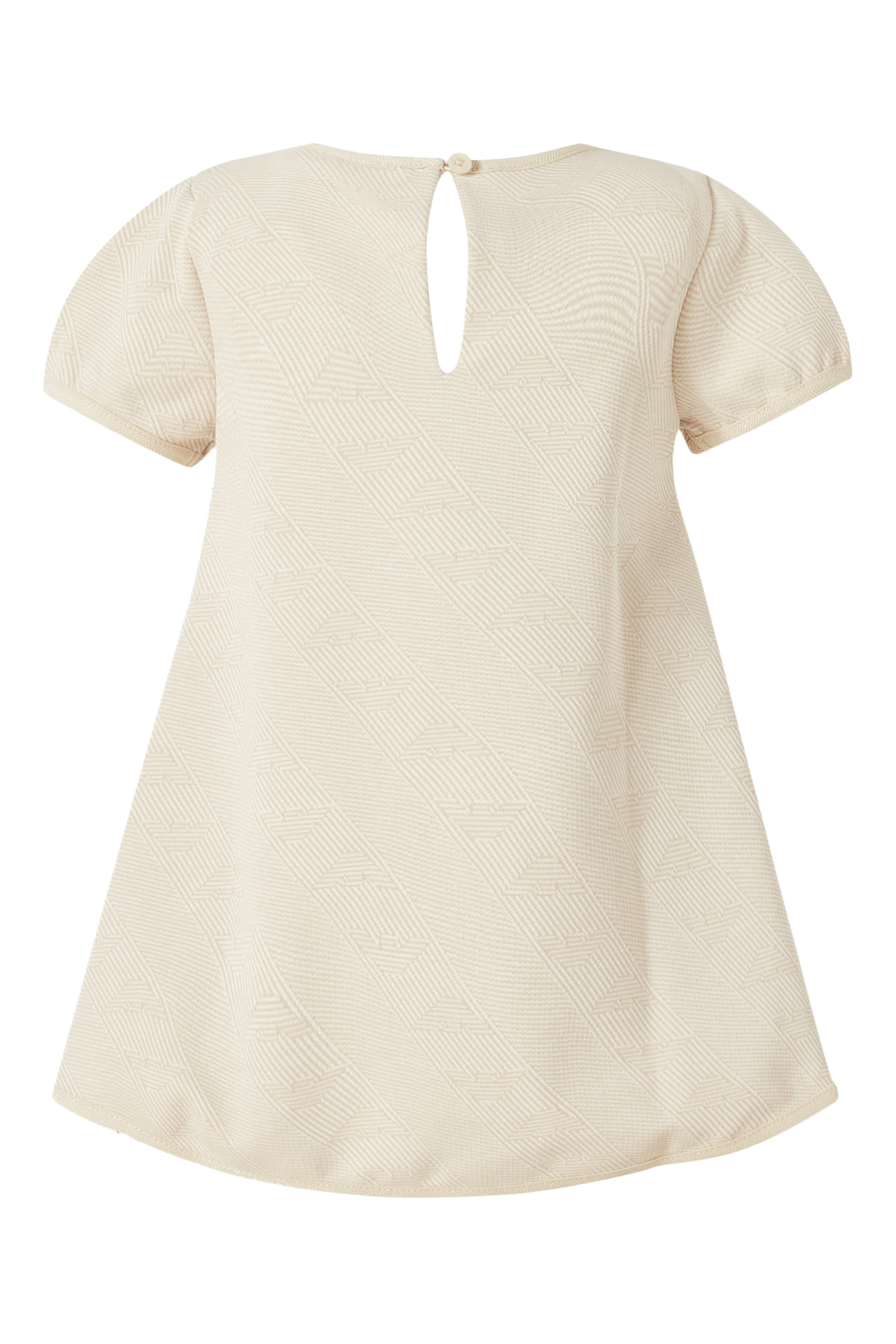 فستان بقصة واسعة نحو الأسفل وشعار الماركة للأطفال