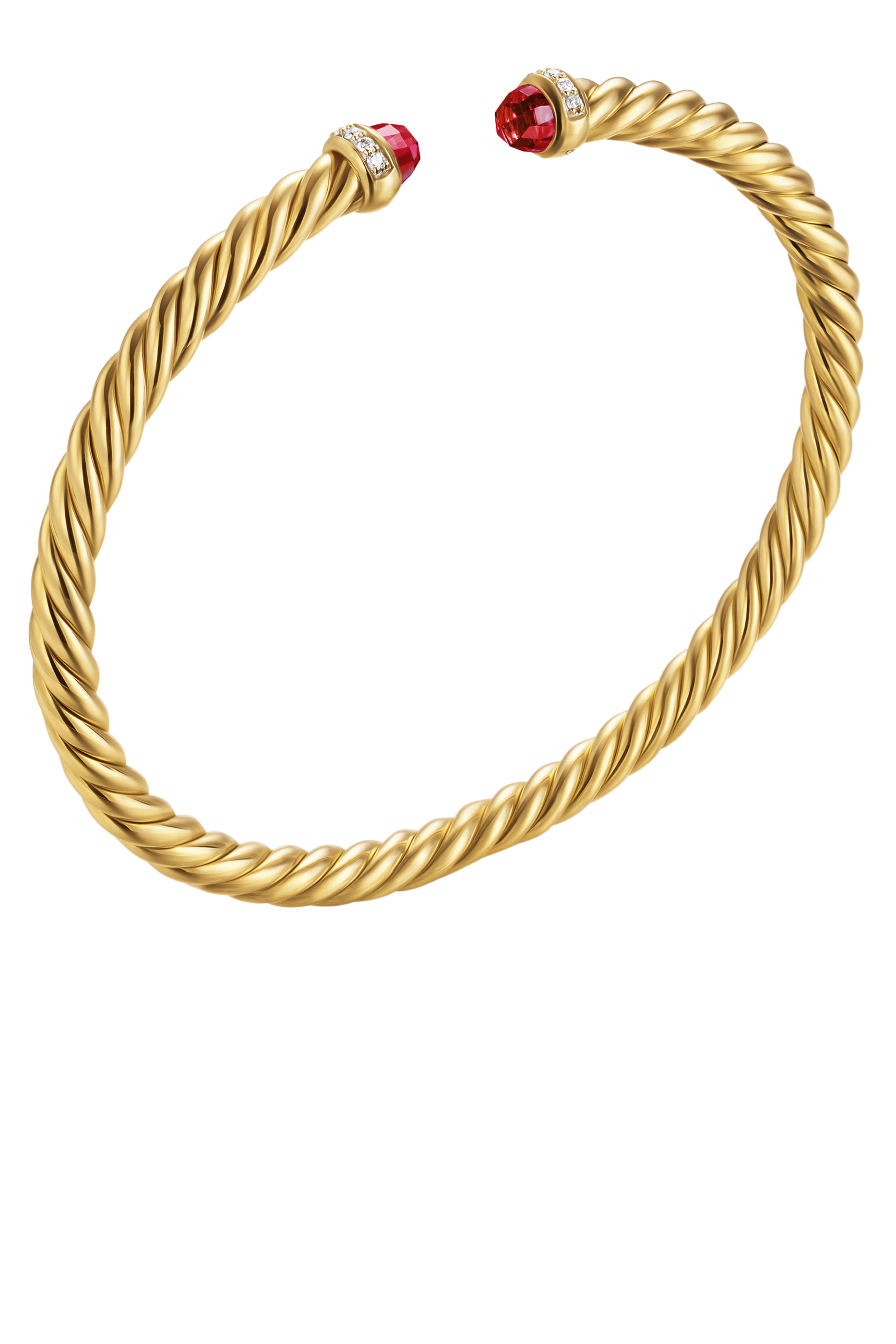 سوار كابل سبيرا بتصميم مرن مرصع بالماس ووعقيق الرودوليت ذهب أصفر عيار 18