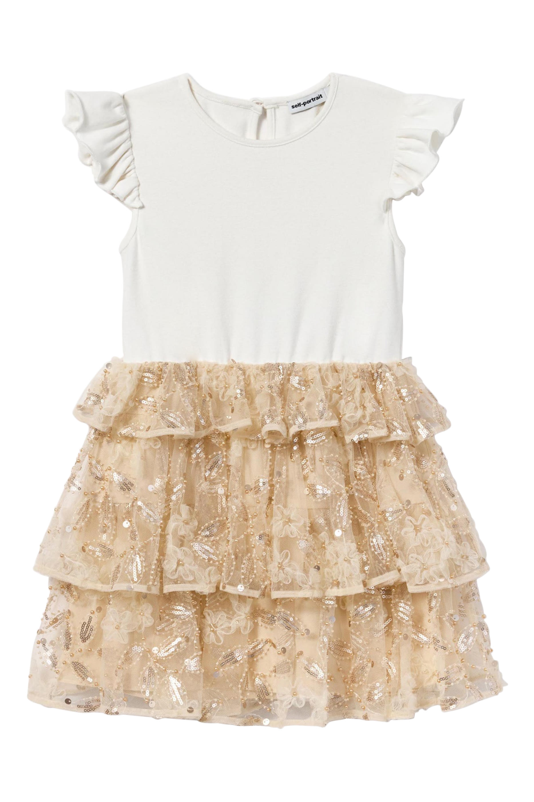 فستان جيرسيه تول مطرز بالترتر للأطفال