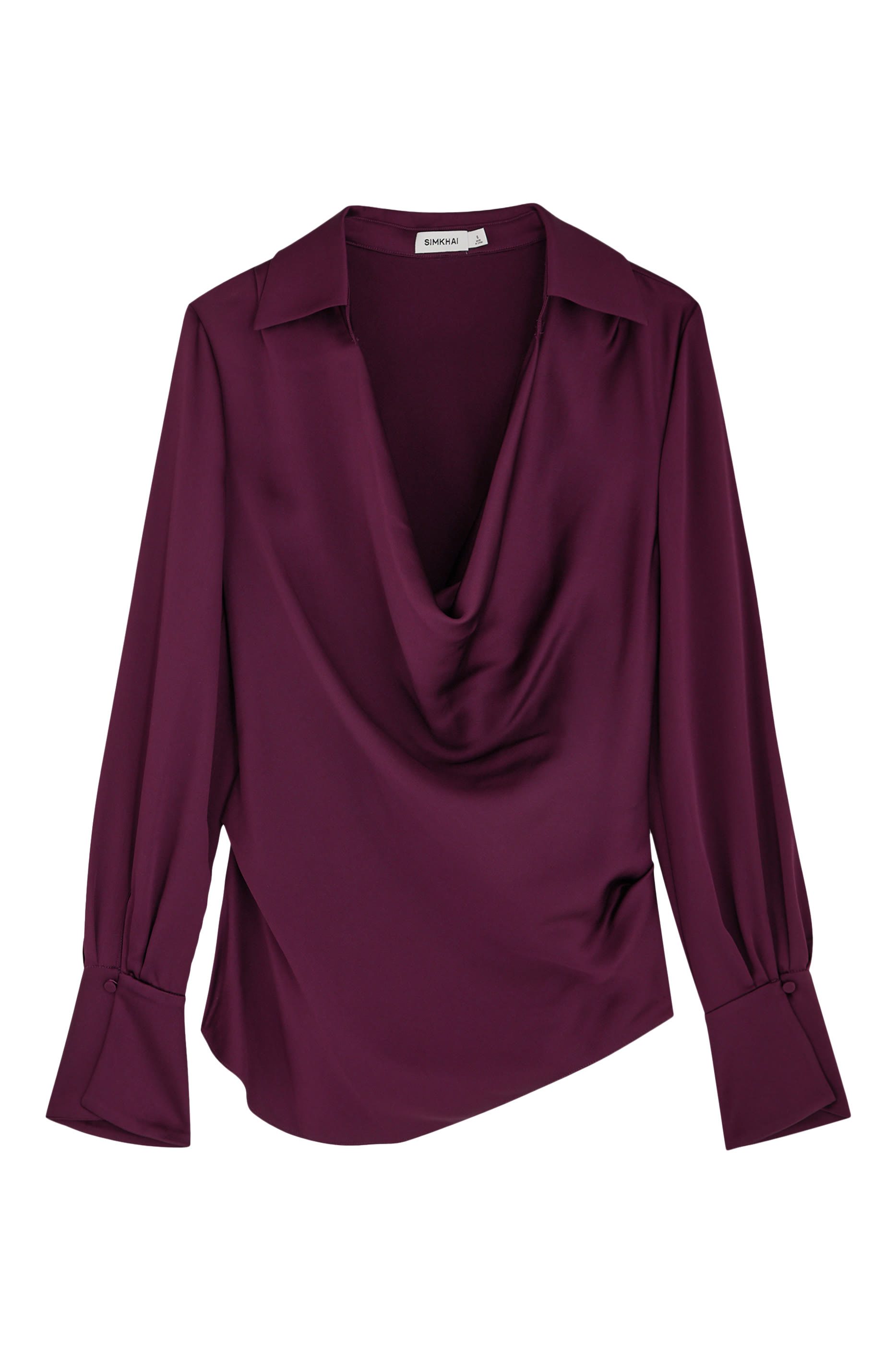بلوزة سيمون بياقة مطوية وأكمام طويلة