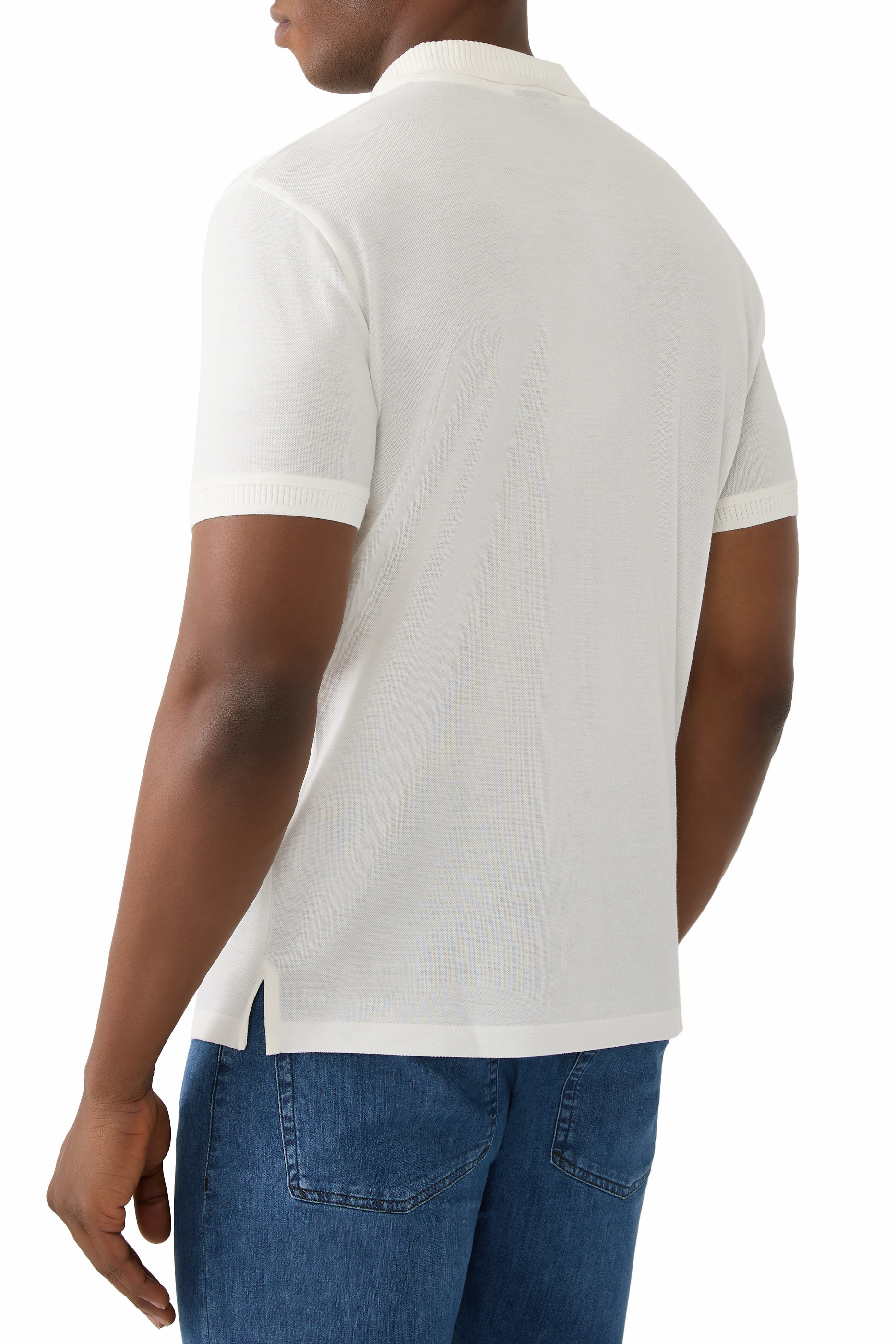 قميص بولو مضلع بشعار الماركة صغير