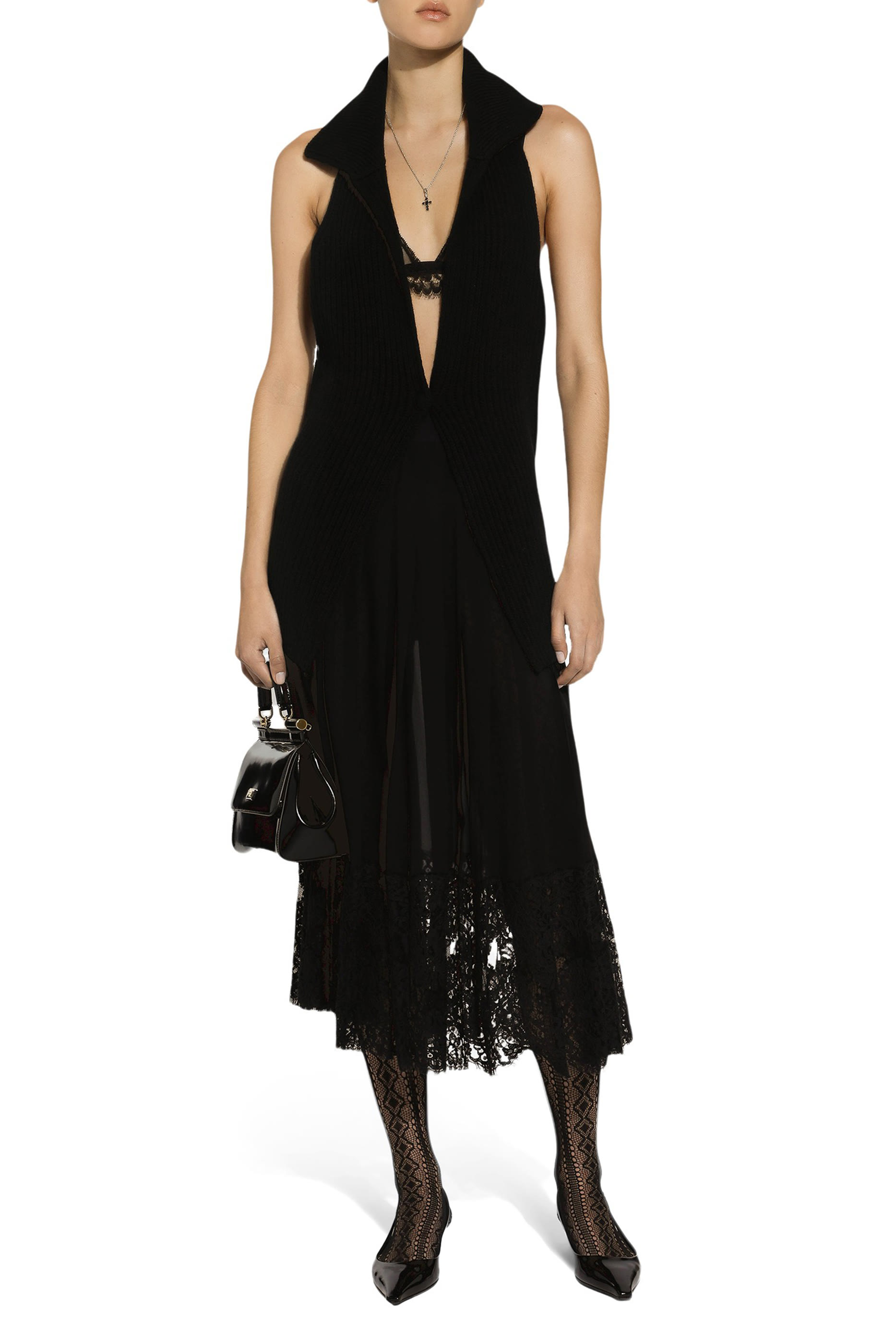 تنورة طويلة جورجيت بحواف دانتيل