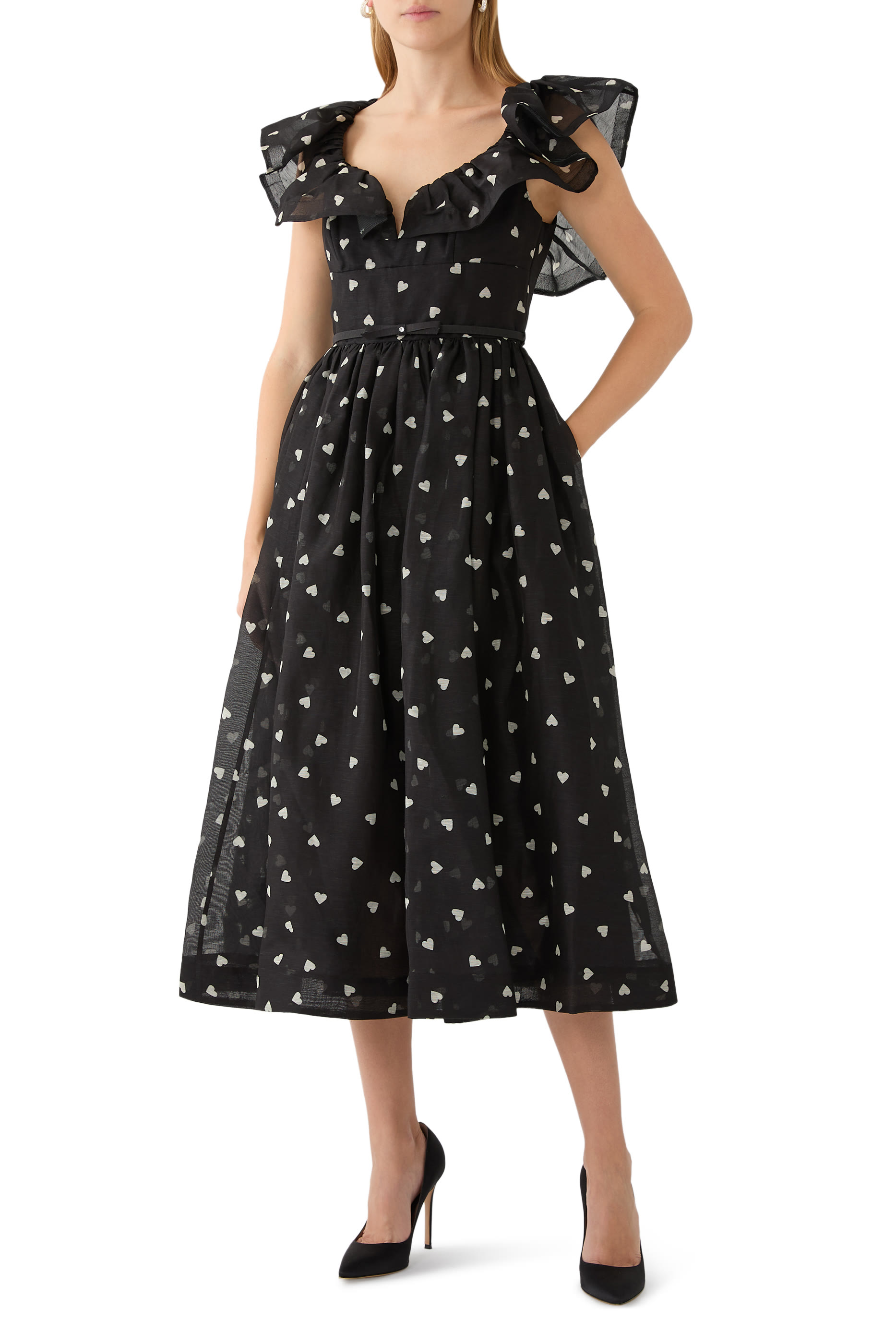 فستان كراش متوسط الطول بكشكش