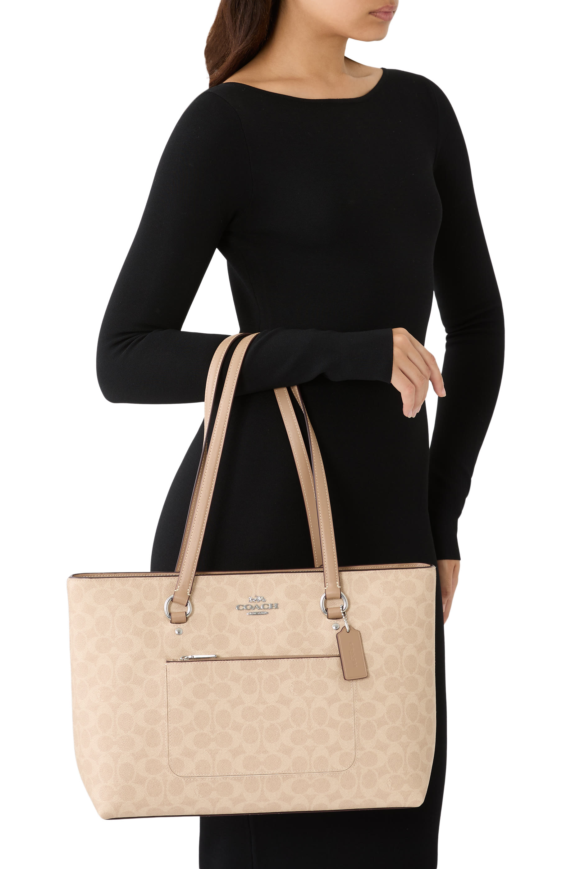 حقيبة يد ستيشن قماش قنب بشعار الماركة