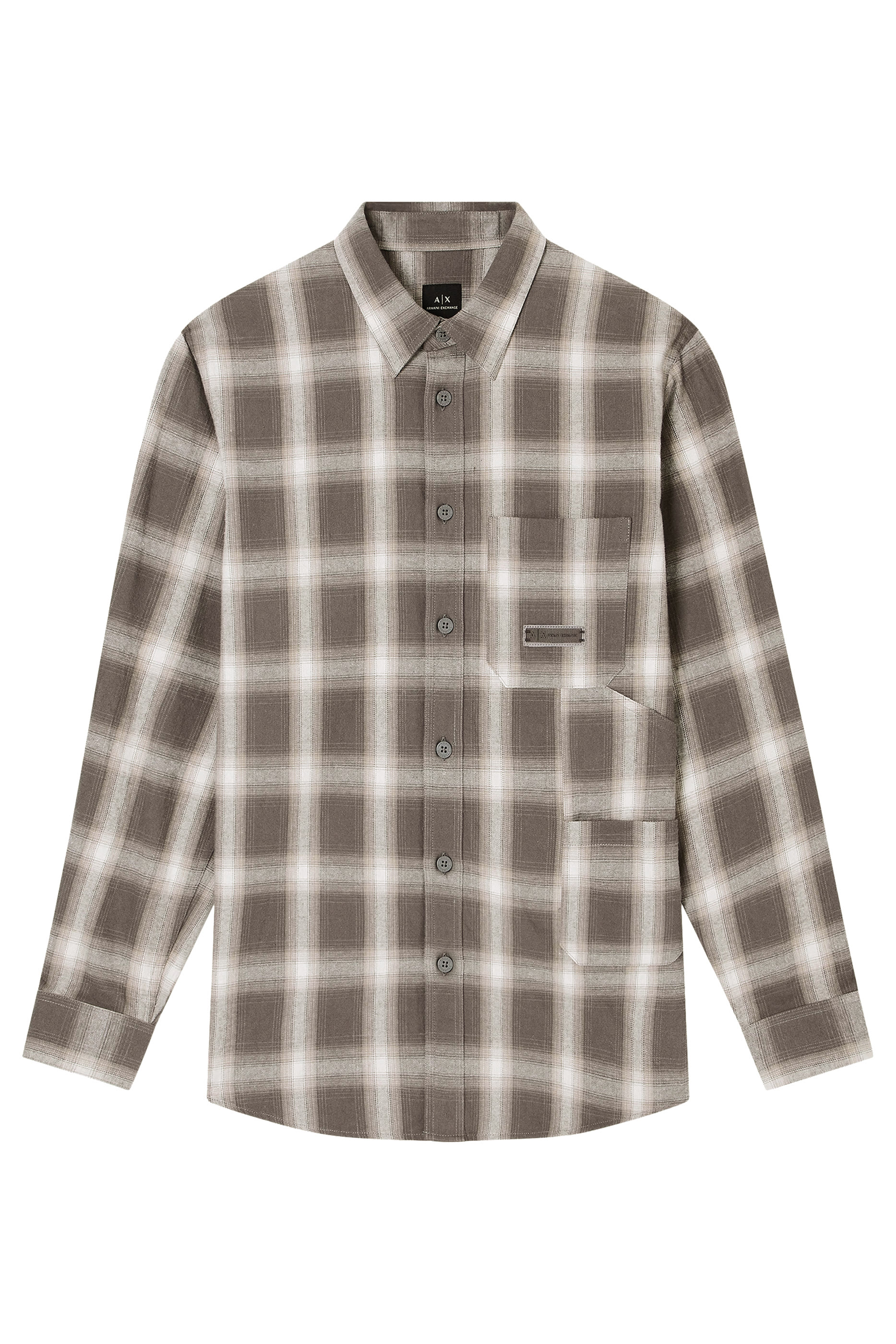 قميص بنقشة مربعات وقصة عادية 