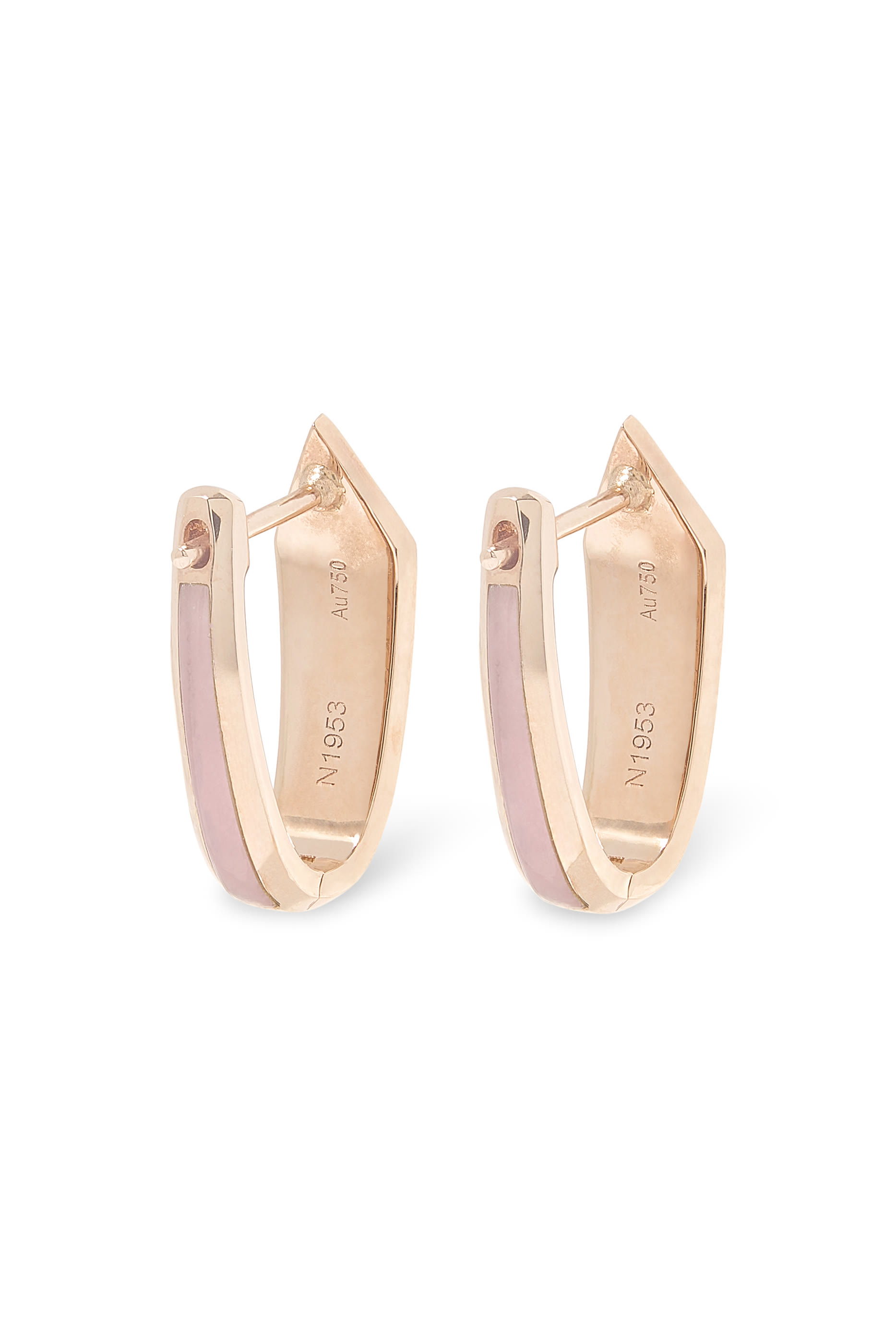 Junonia Hoop Earrings, 18k Rose Gold & Mother of Pearl