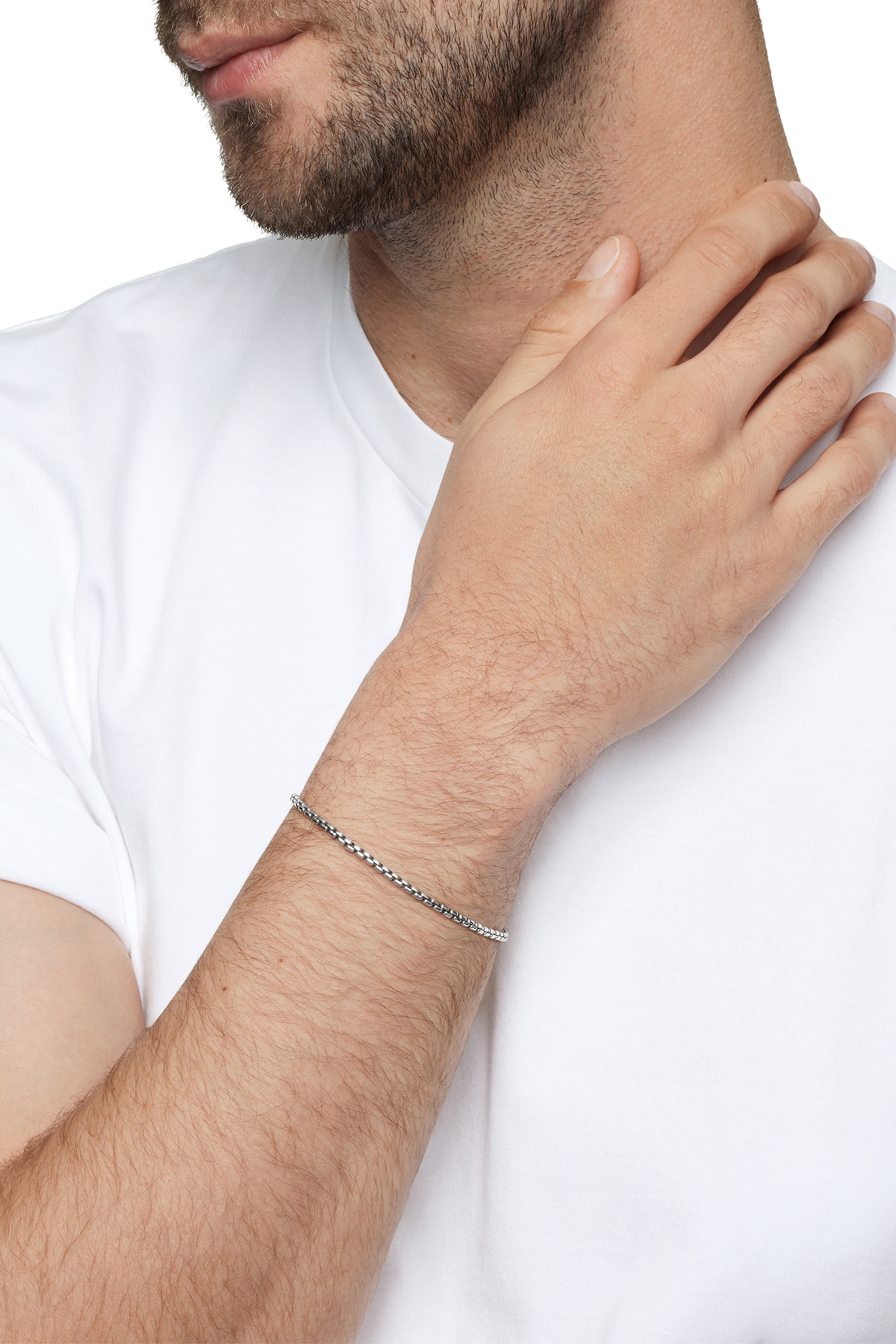 سوار سلسلة بحلقات مربعة، فضة إسترلينية