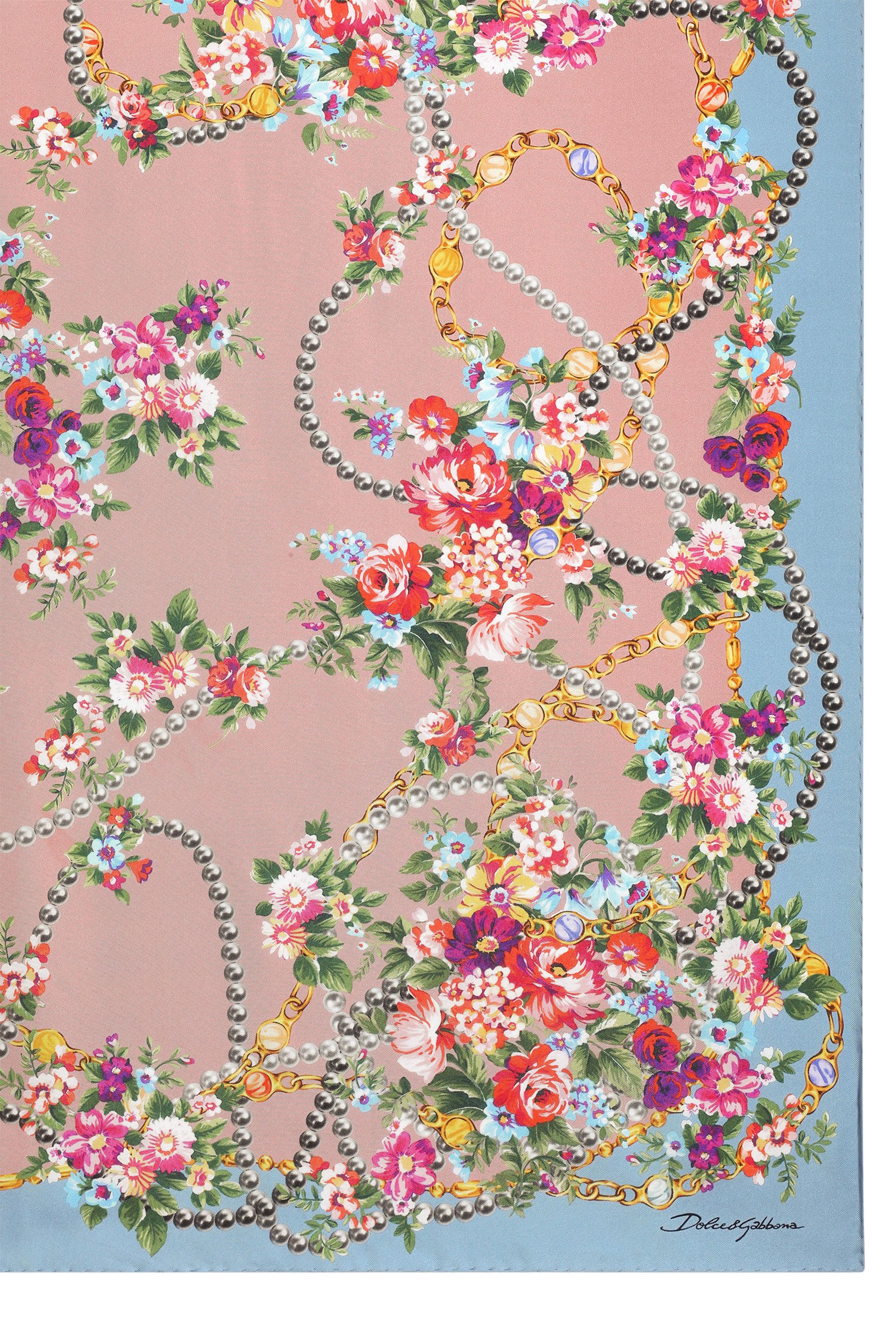 Flower Bouquets-Print Silk Twill Scarf