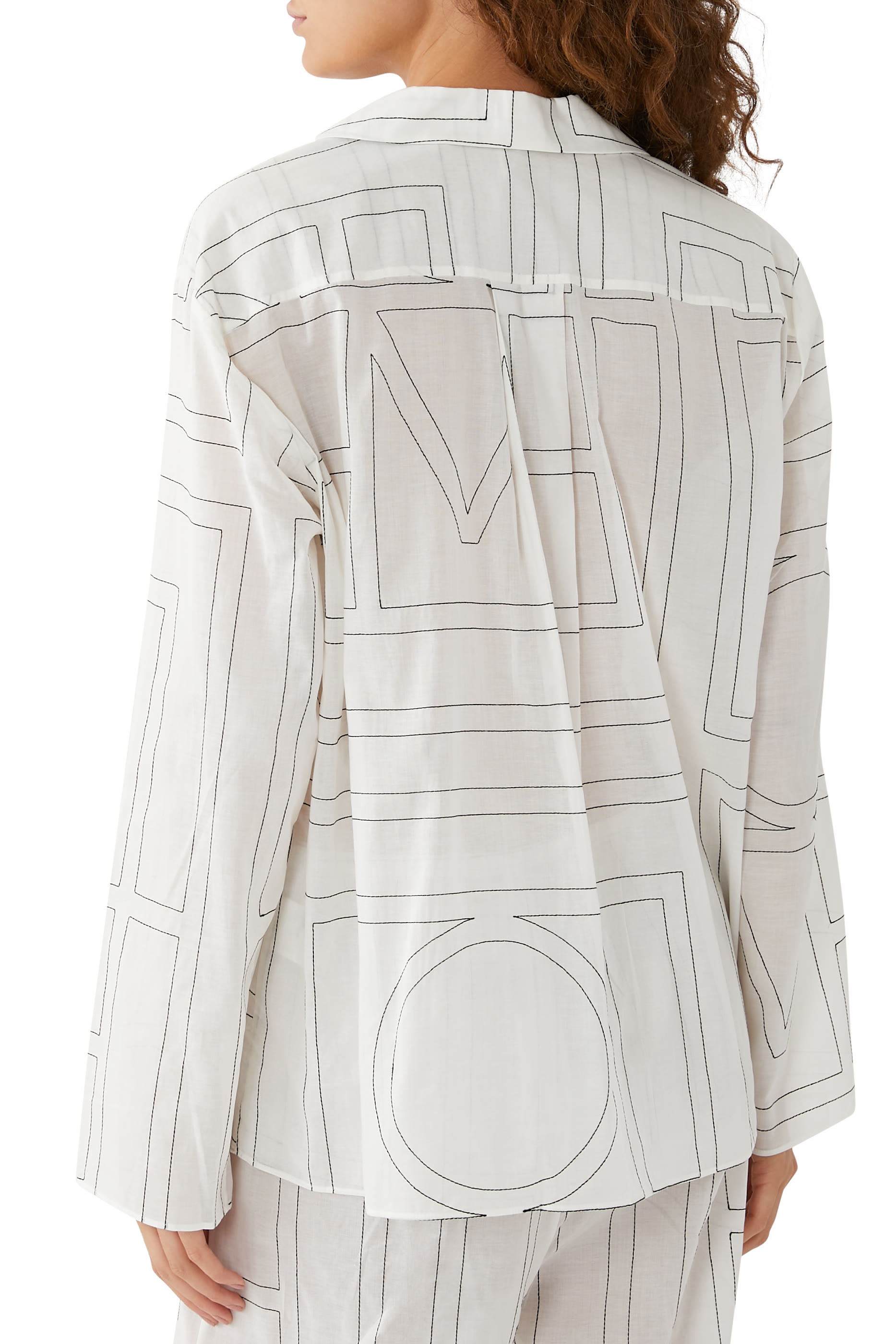 بلوزة بيجامة قطن مزينة بشعار الماركة