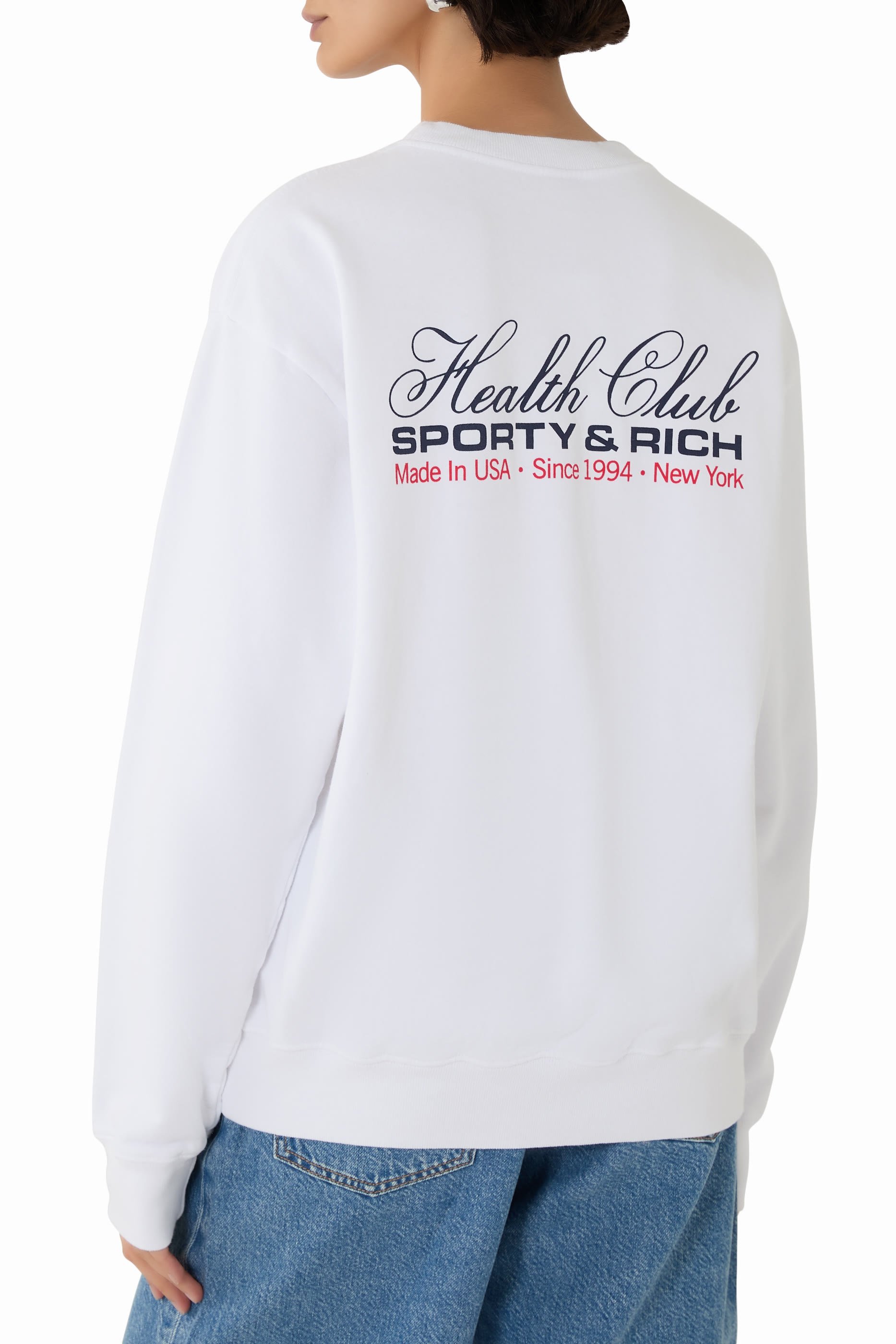 سويت شيرت بياقة ضيقة ونقشة مايد ان يو اس ايه