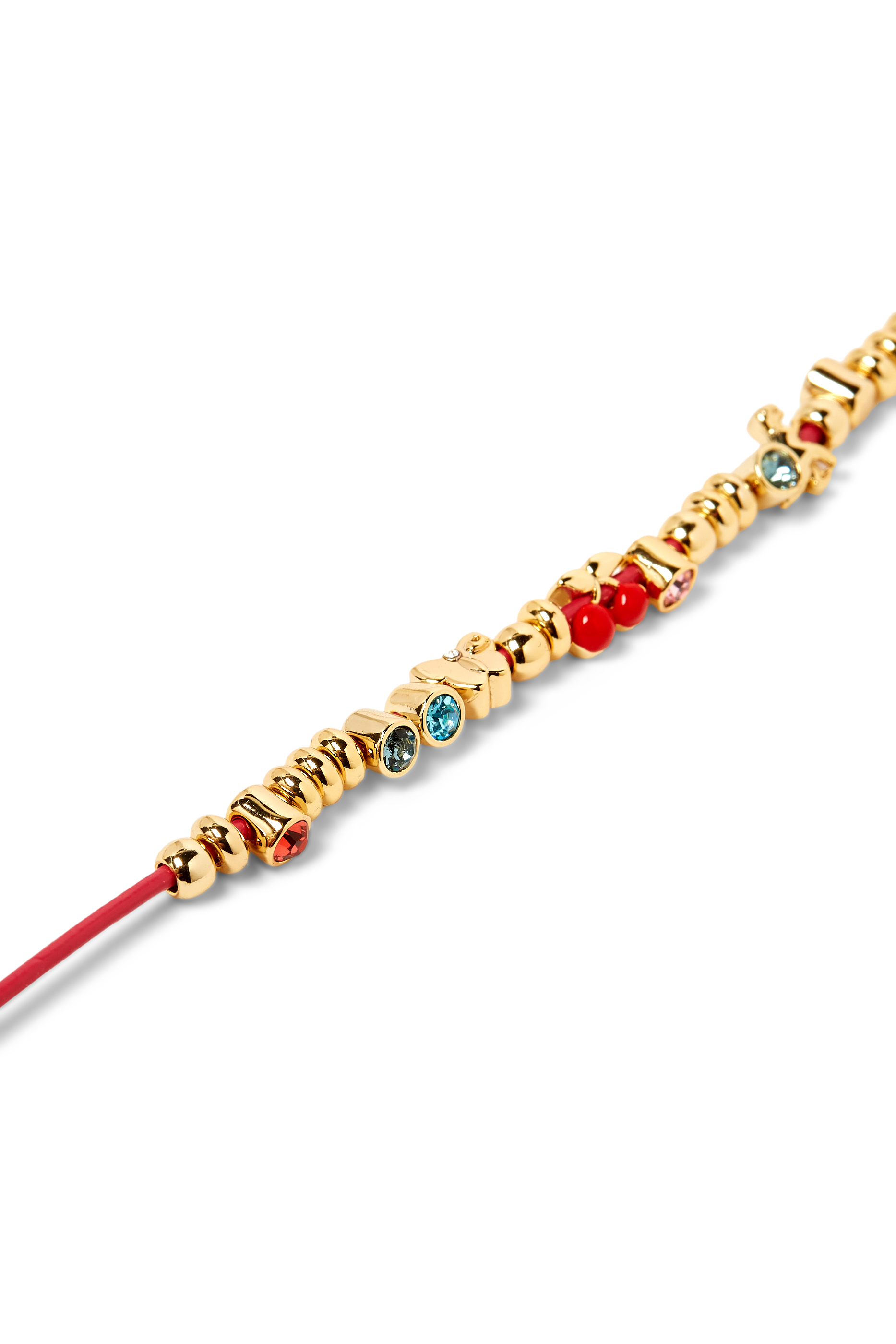 قلادة جلد بتصميم ملفوف مزينة بحلي مختلطة