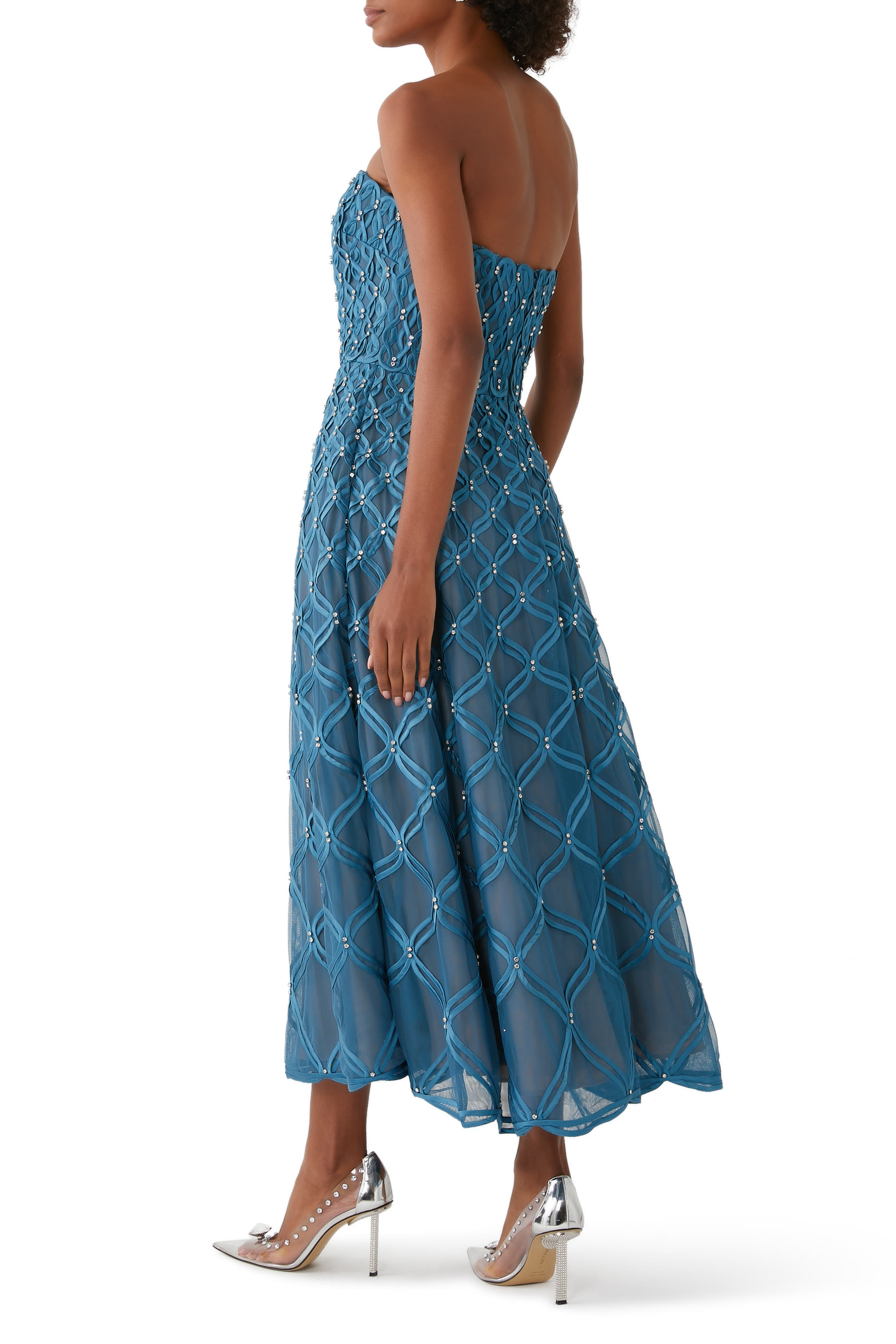 فستان زولاني بدون حمالات متوسط الطول