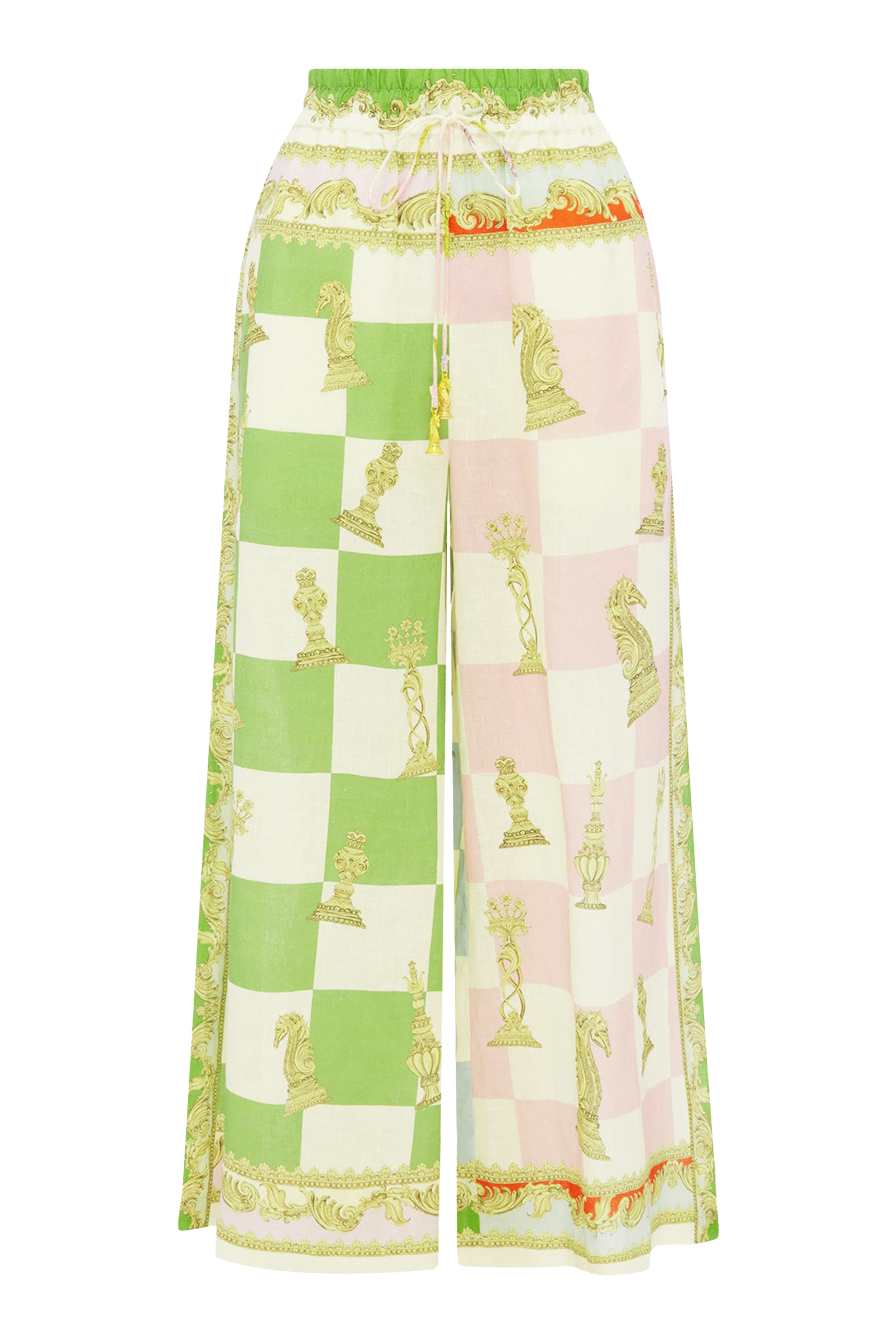 بنطال بطبعات شطرانج كتان