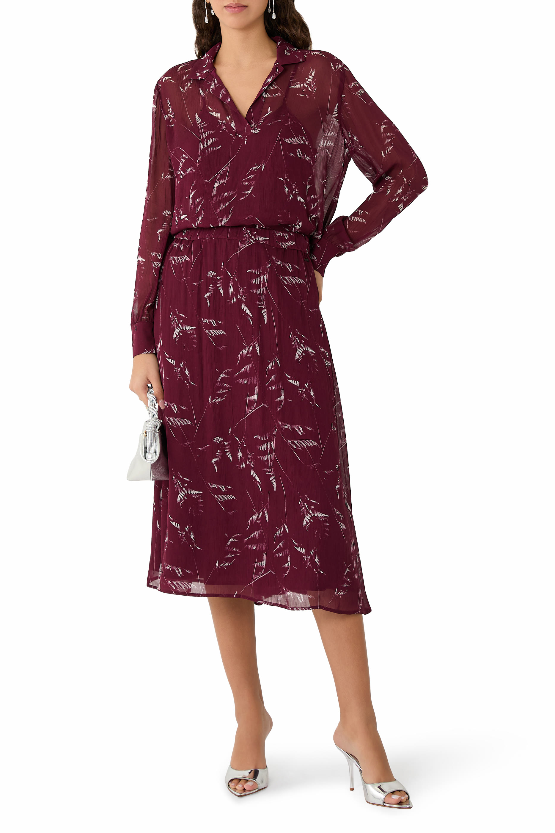 Foliage Print Chiffon Top 