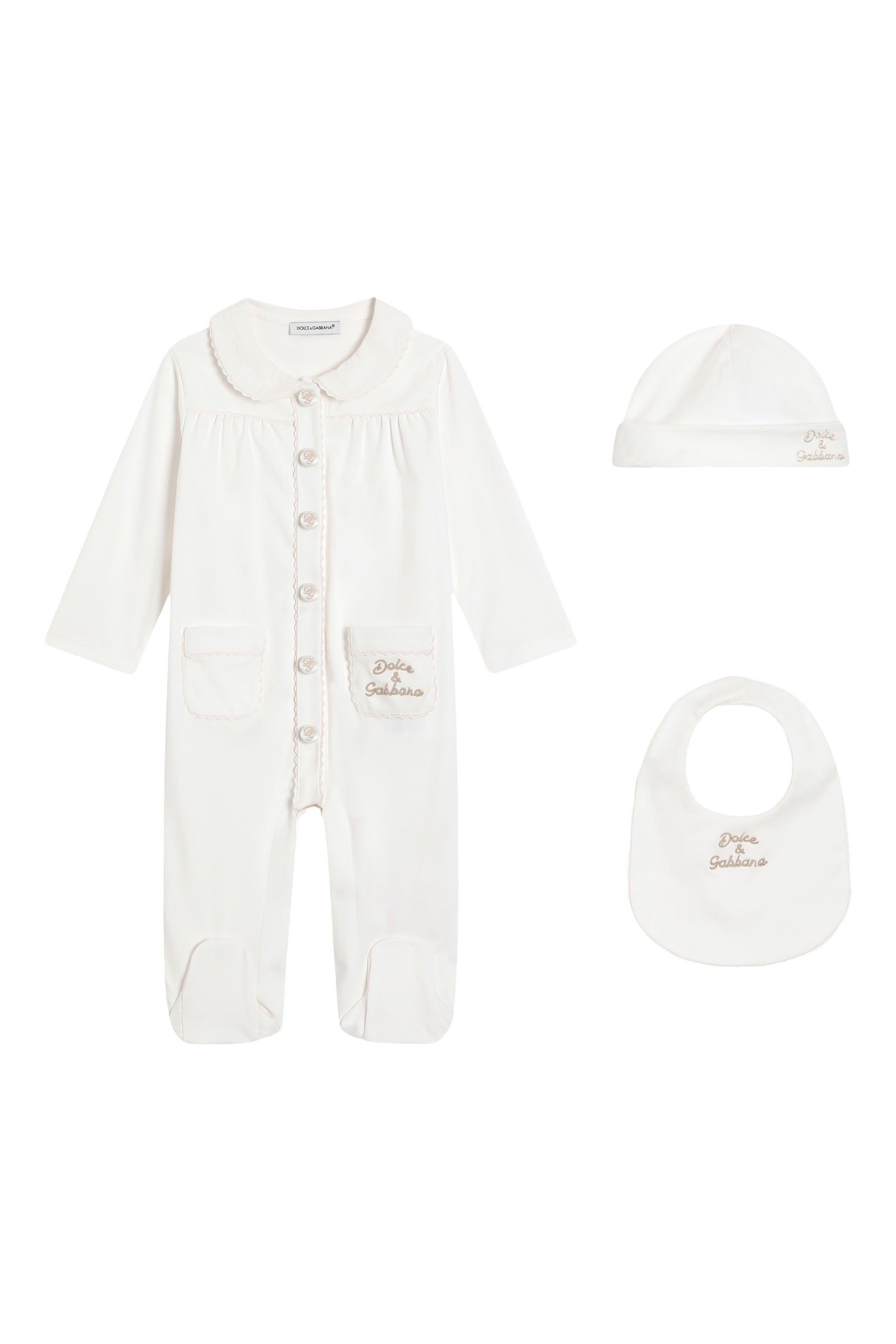 طقم هدايا قماش متشابك وقطن للأطفال، 3 قطع