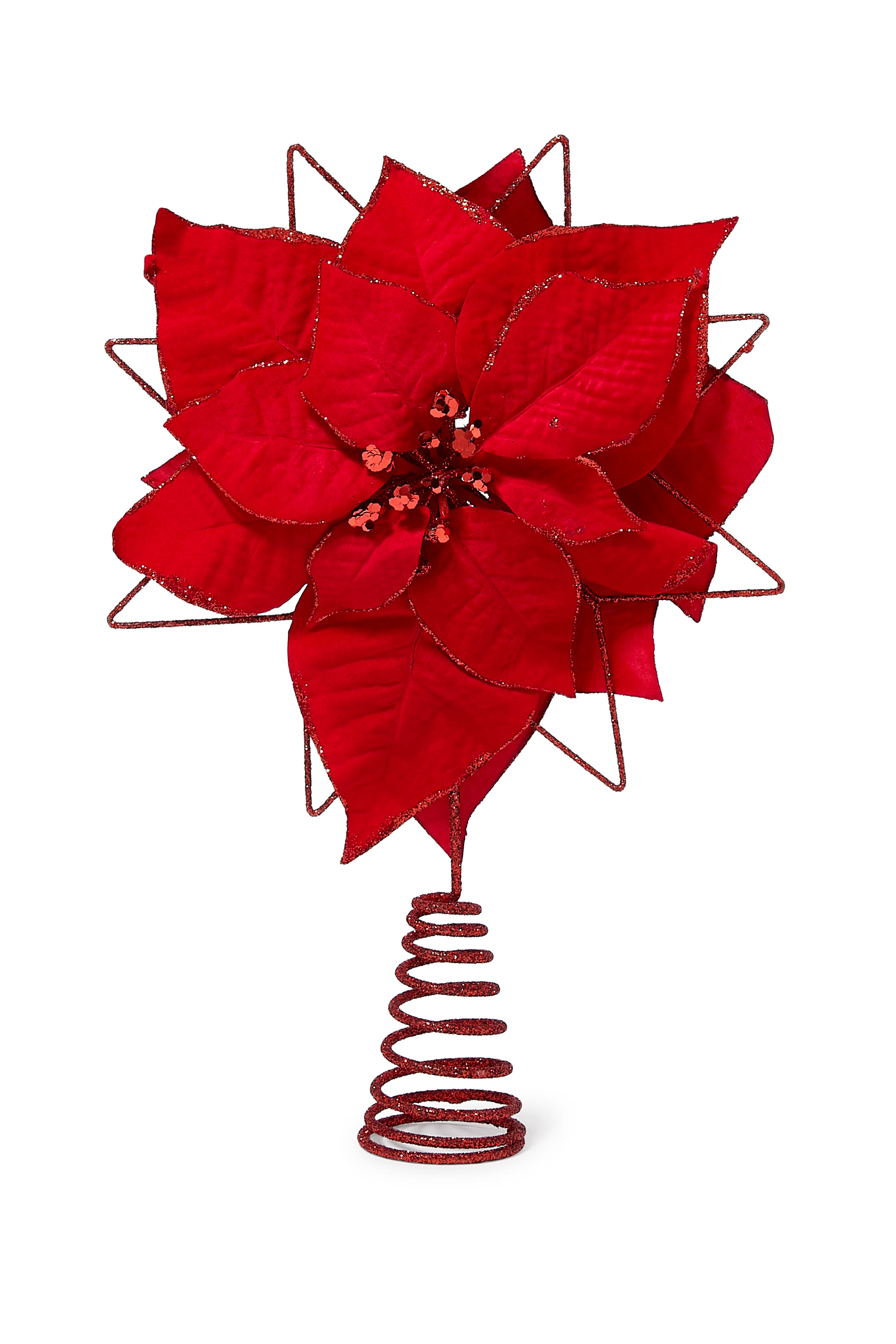 قطعة ديكور بتصميم زهرة بوينسيتيا لتزيين أعلى الشجرة