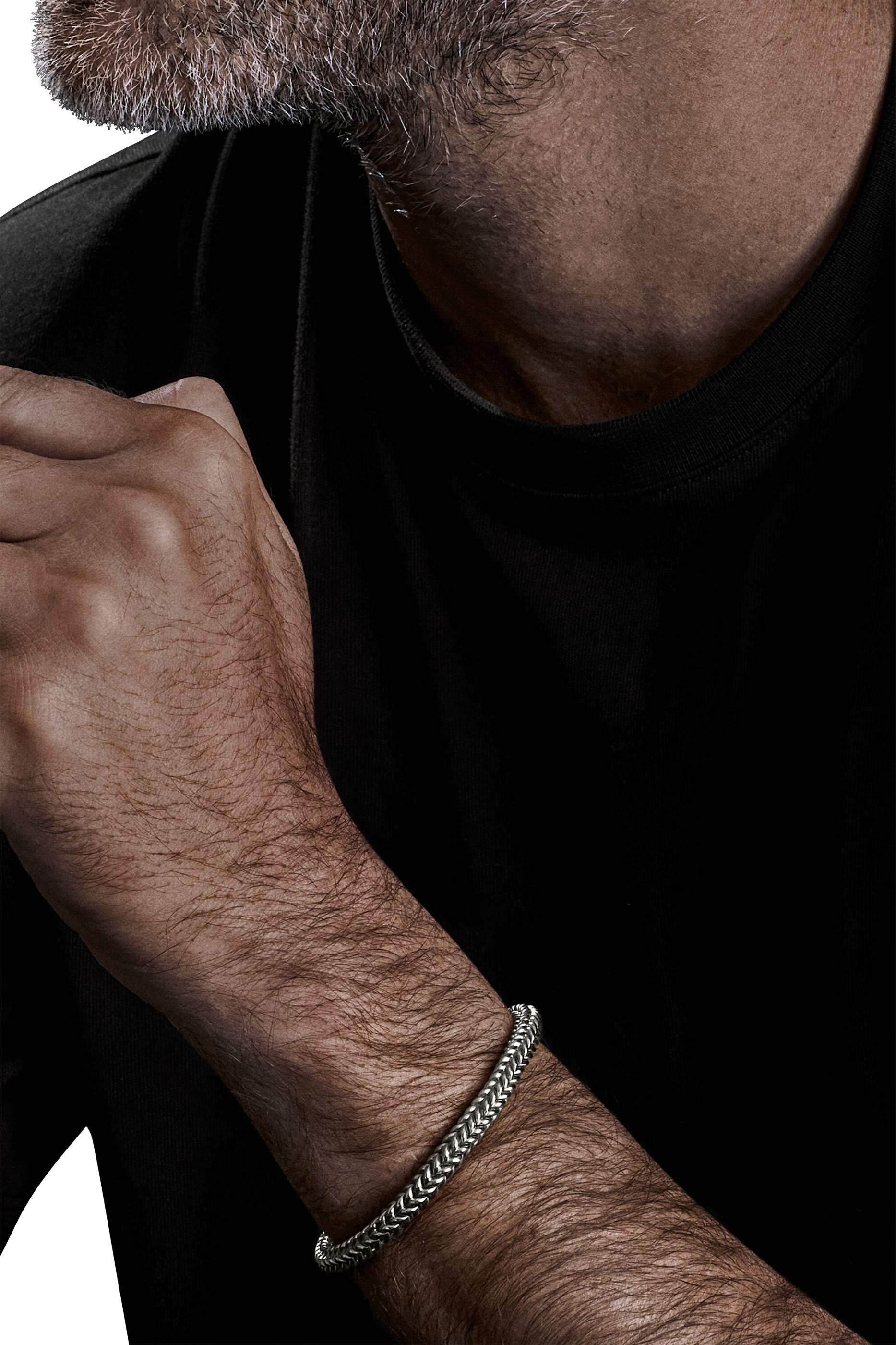 سوار خرز بنمط شيفرون، فضة إسترلينية