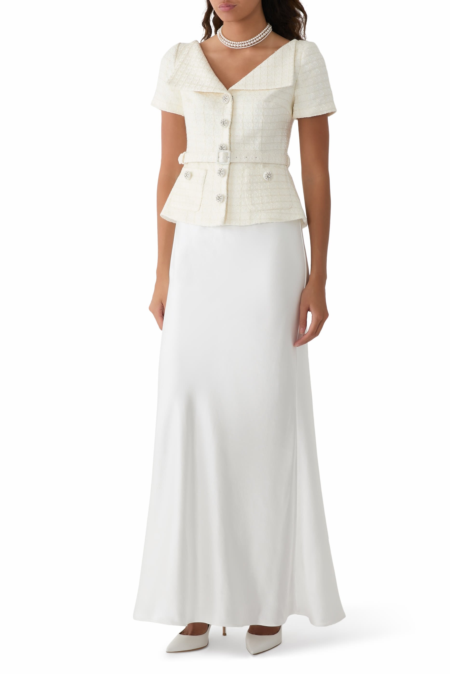 فستان طويل بقصة مناسبة للجسم كريب