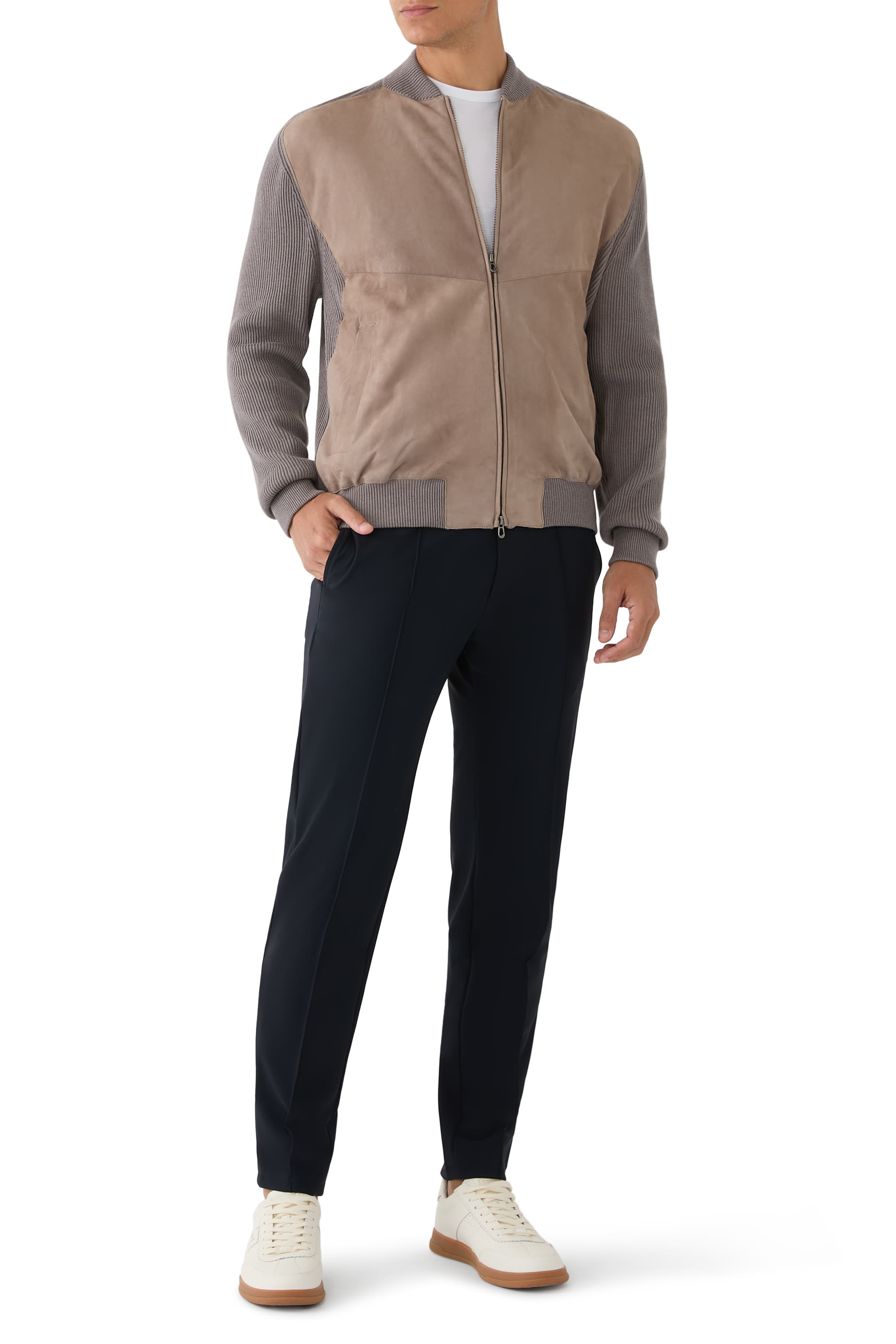 جاكيت بومبر منسوج جلد