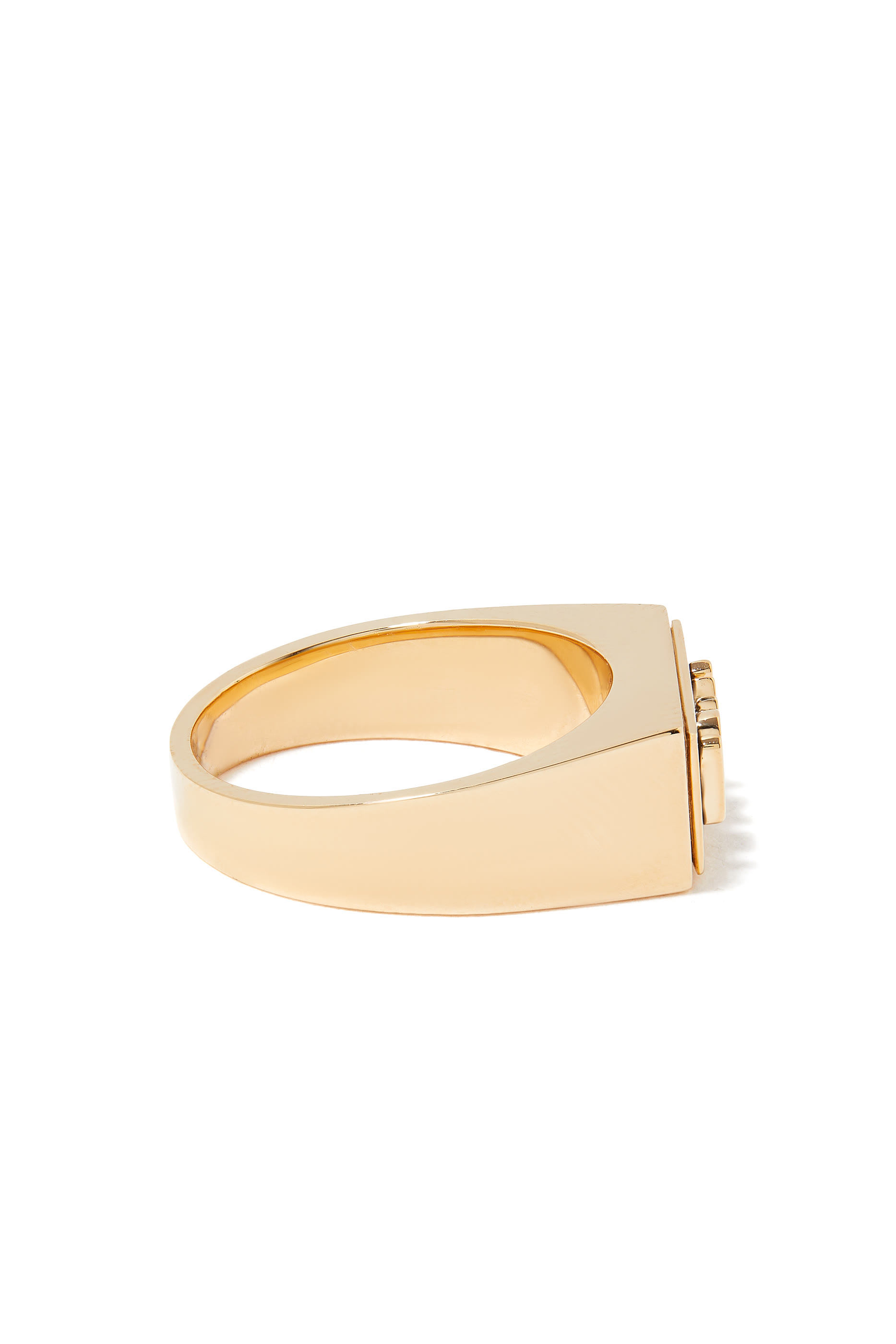 خاتم بواجهة محفورة ب1971 ذهب أصفر عيار 18 ومينا