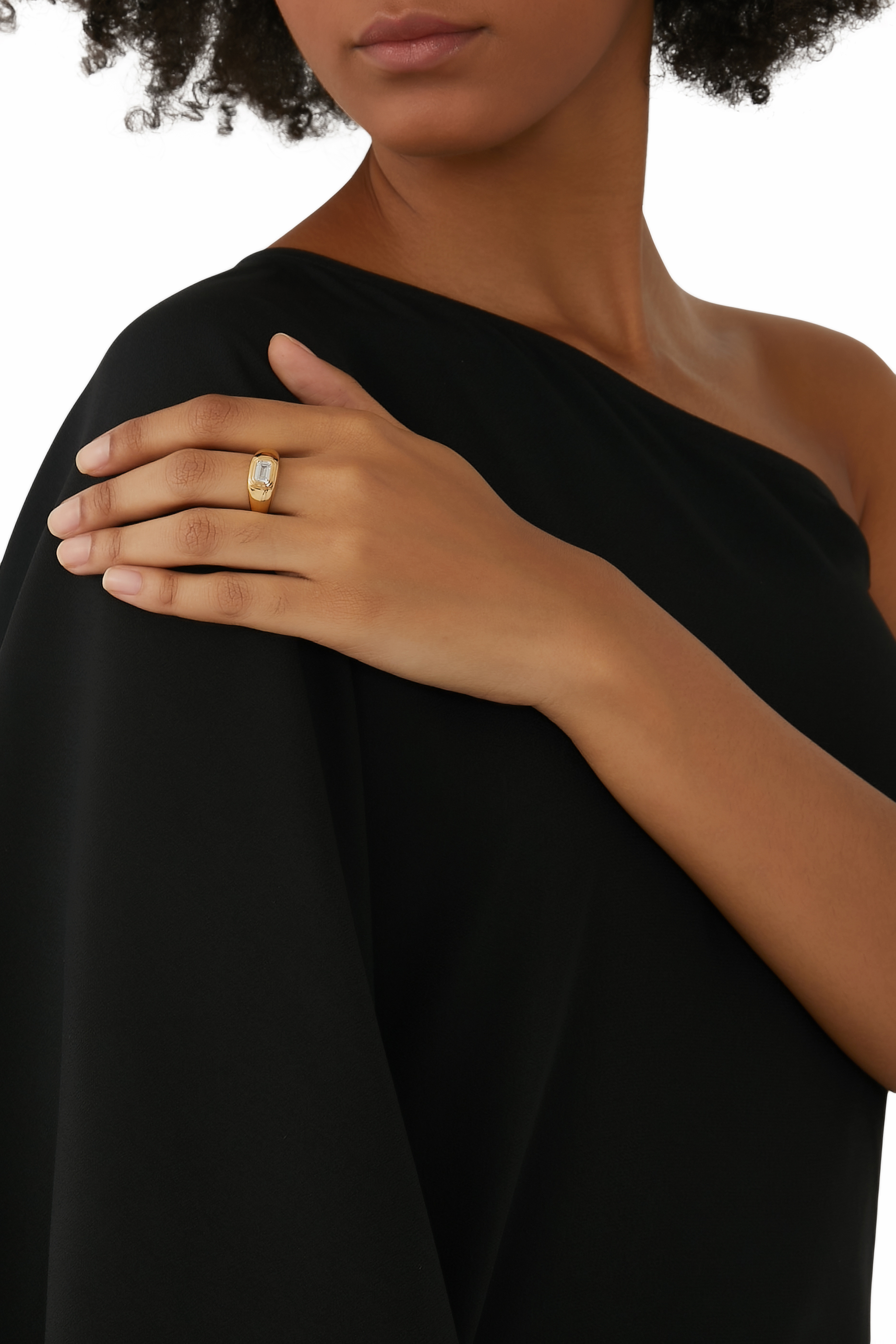 خاتم بتصميم مقوس فضة إسترلينية مطلية بذهب أصفر عيار 18