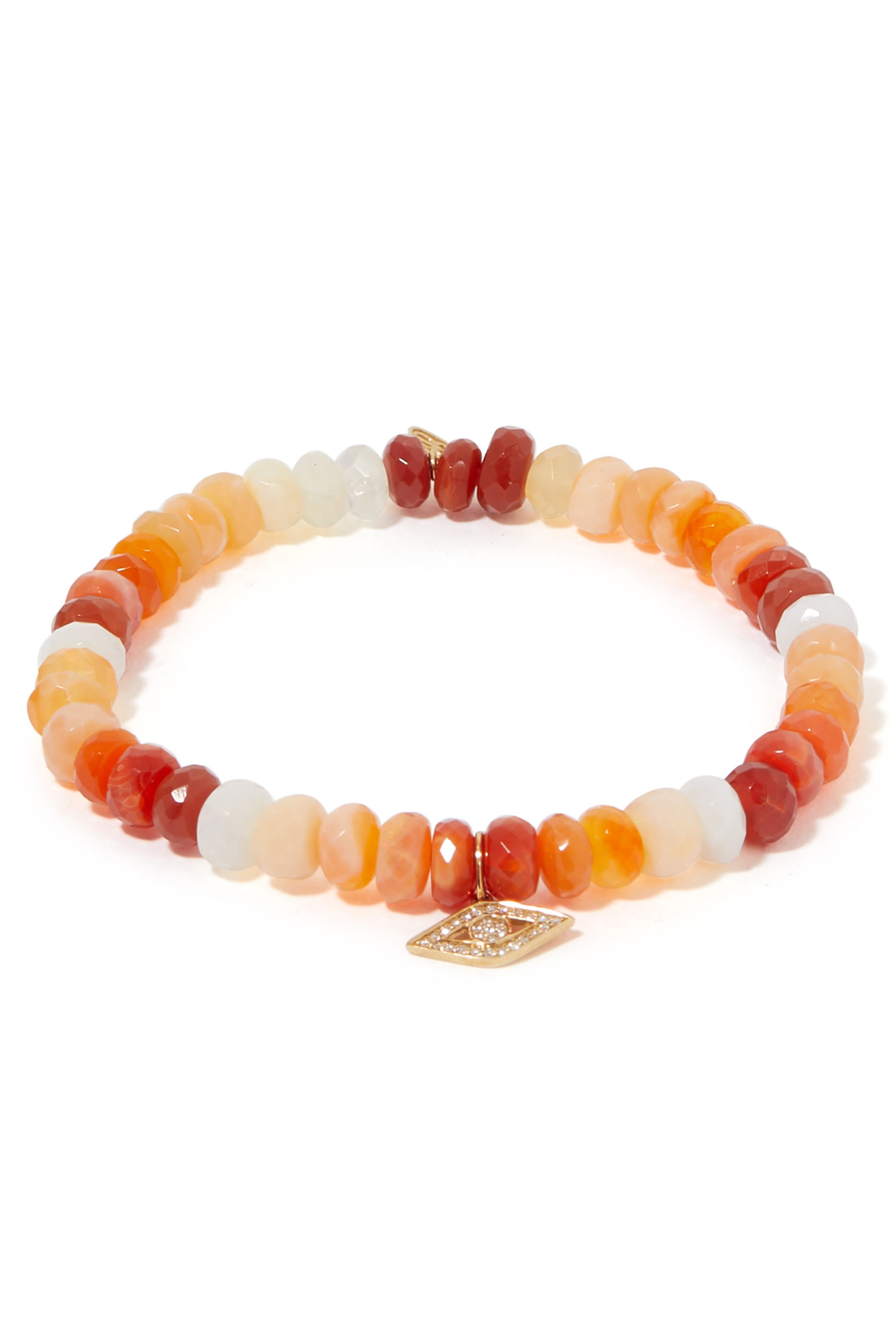 سوار بحلية عين حسود مرصعة بالماس وحجر أوبال ناري ذهب أصفر عيار 14