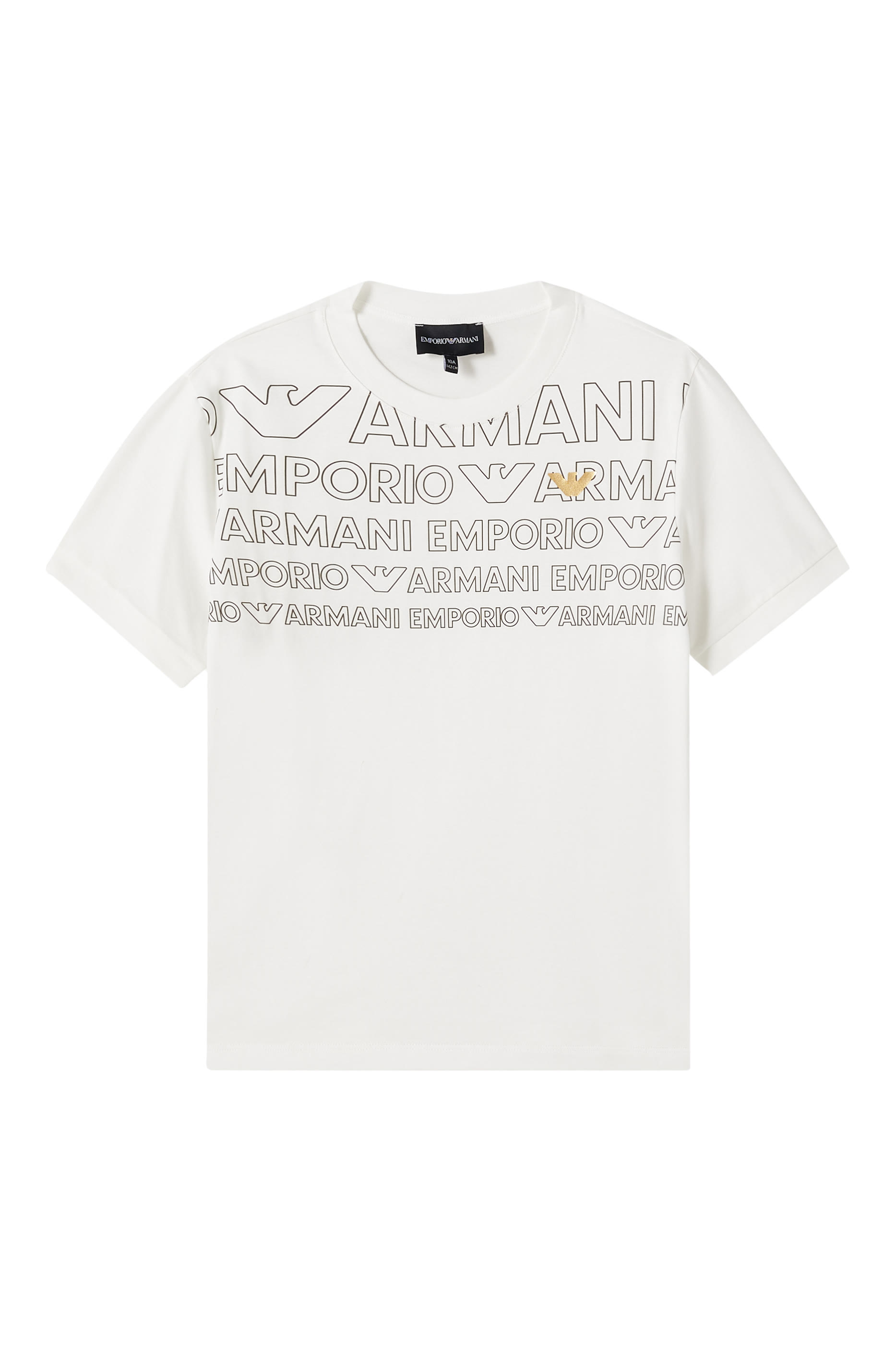 تيشيرت بأكمام قصيرة ونقشة شعار الماركة في المنتصف للأطفال