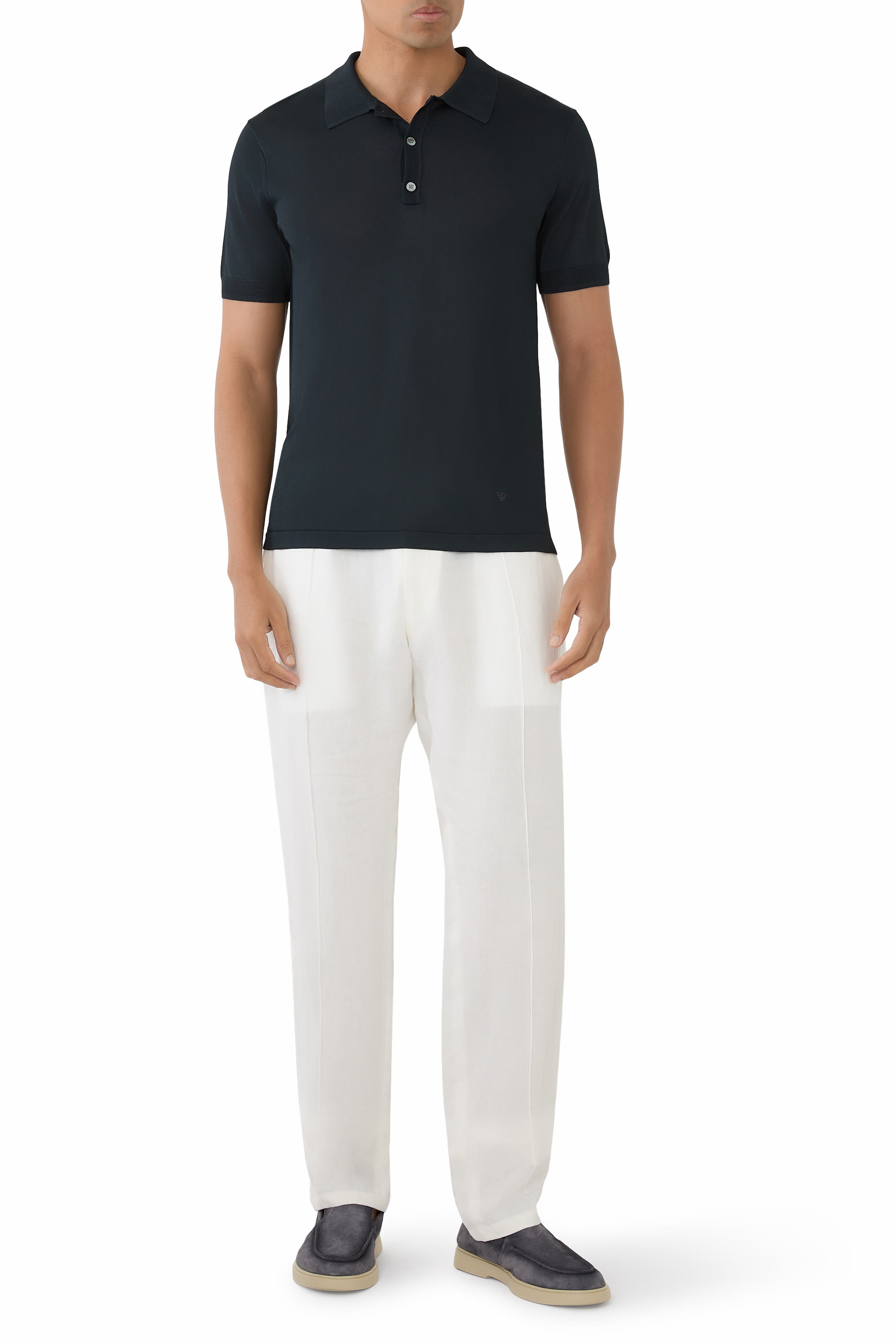 قميص بولو منسوج بشعار الماركة