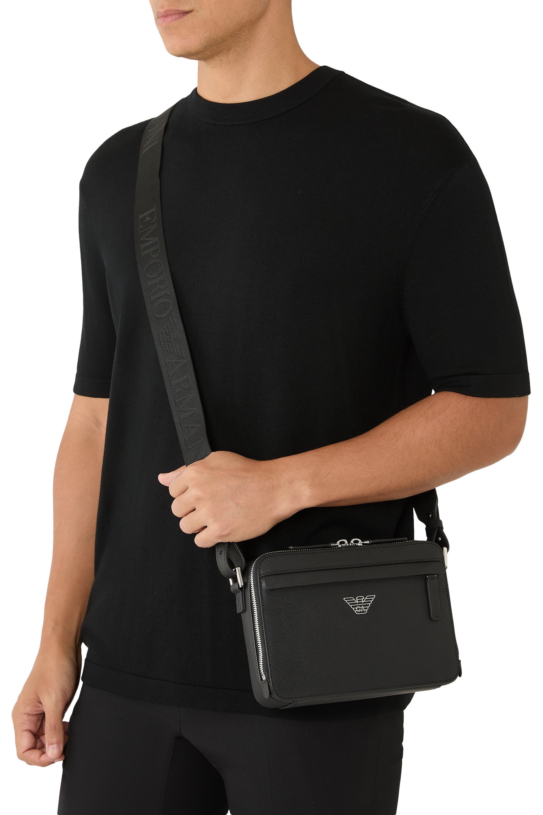 حقيبة كاميرا ايه اس في صغيرة بحلية شعار الماركة جلد سافيانو متجدد