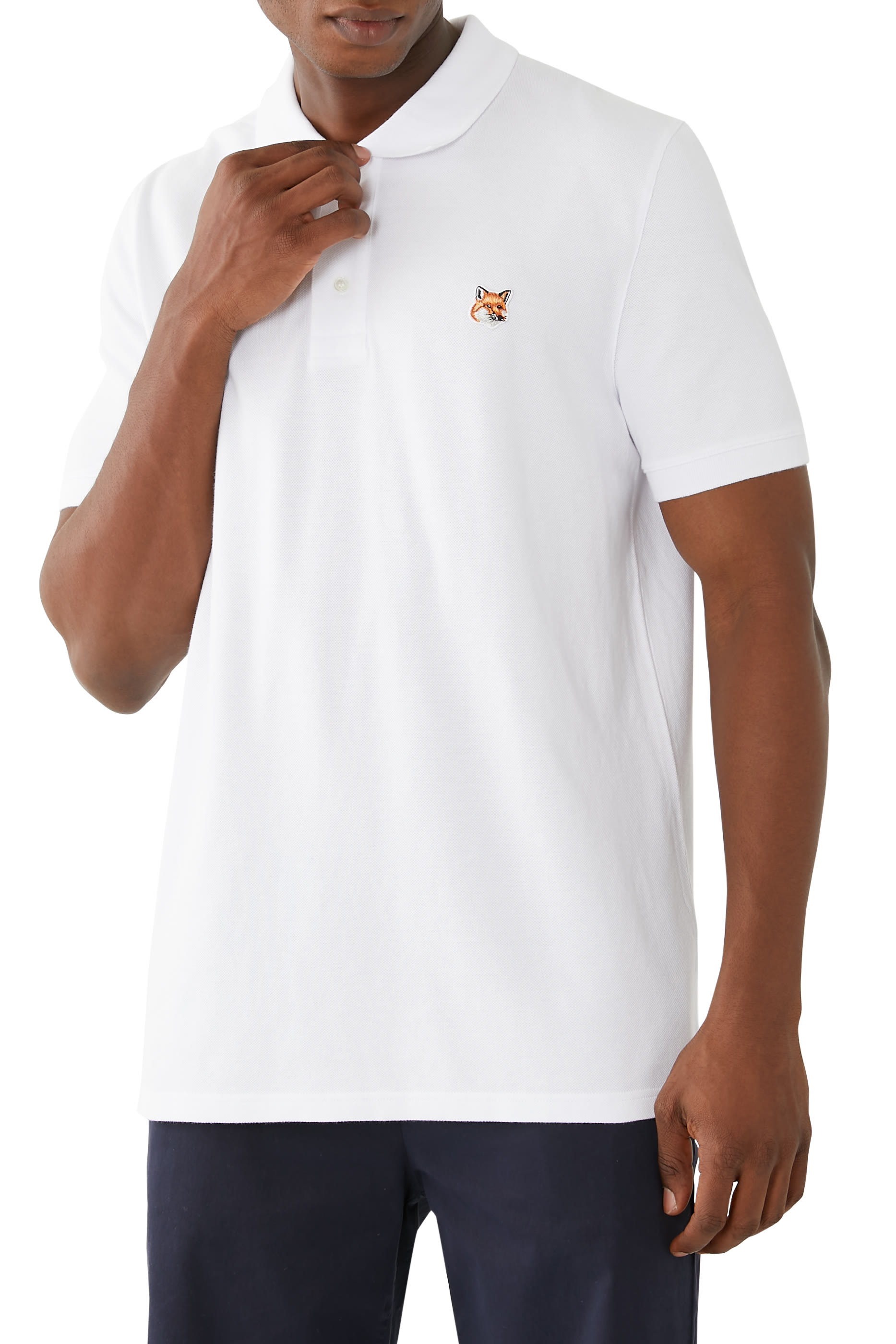 قميص بولو بقصة عادية ورقعة رأس ثعلب