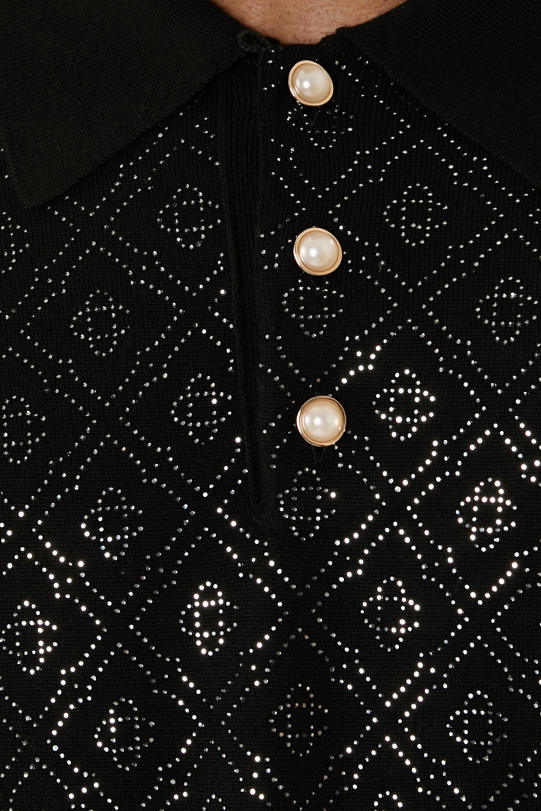 Crystal Monogram Knit Polo Shirt