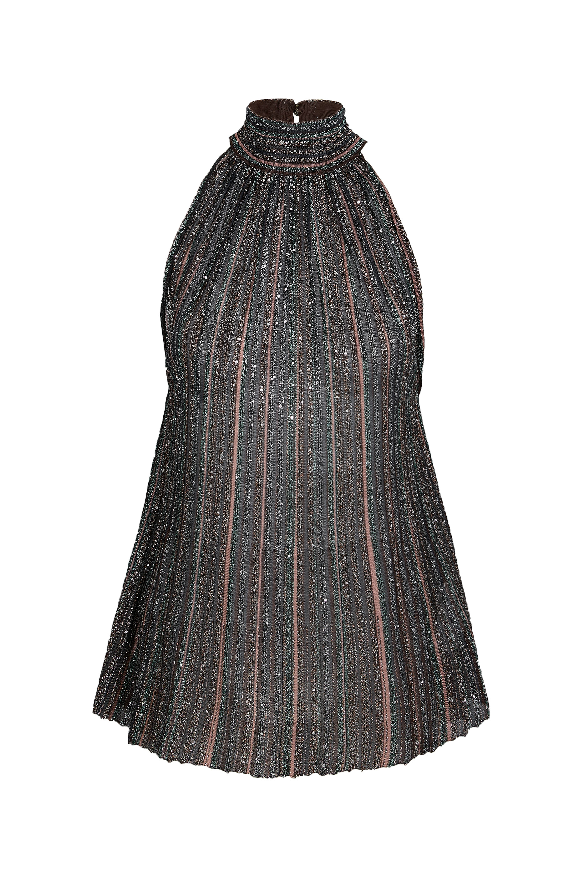 بلوزة مضلعة بلا أكمام بياقة بوشاح