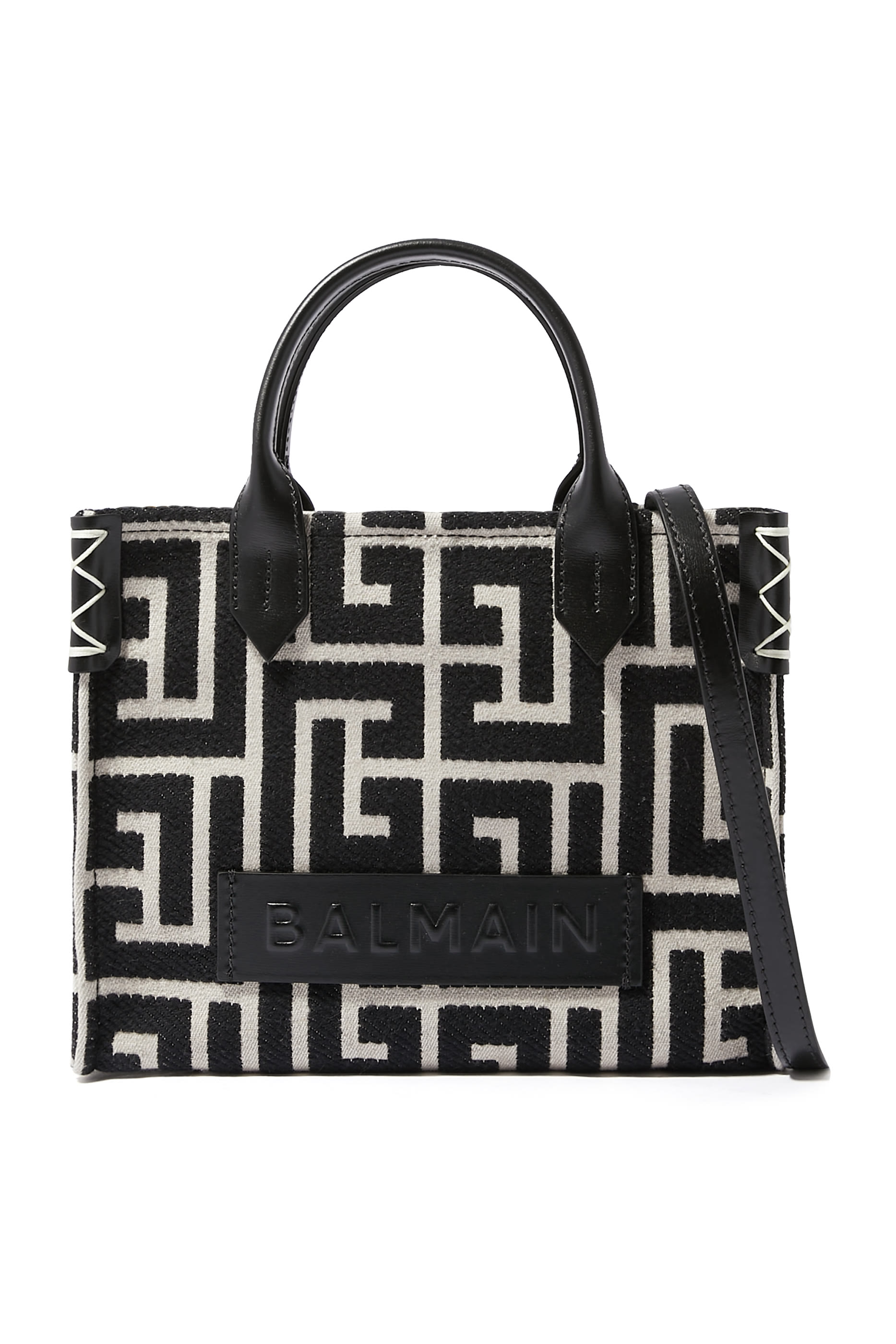 حقيبة يد بي ارمي بنقشة حرف شعار الماركة جاكار وجلد