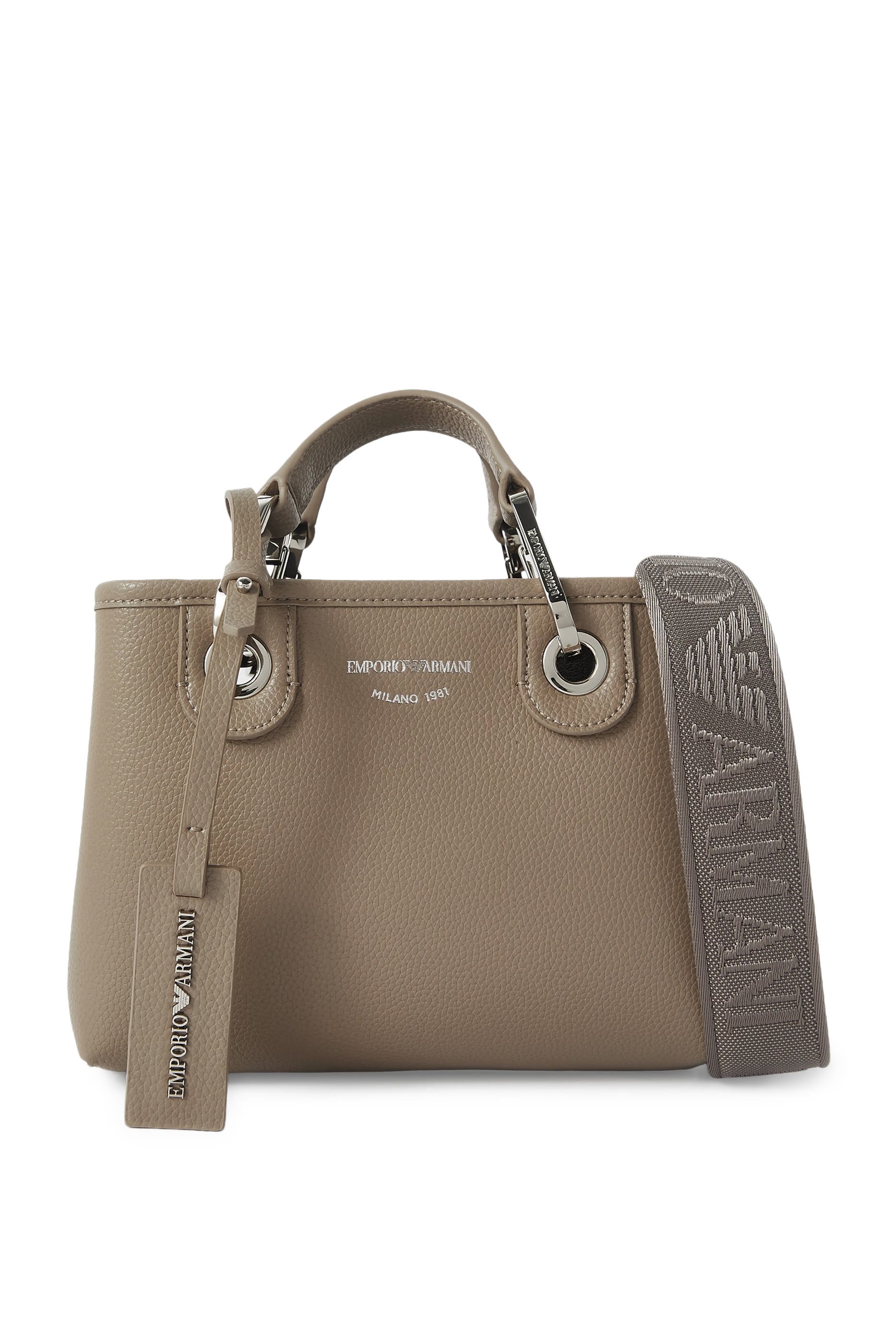 حقيبة يد صغيرة بنقشة شعار الماركة