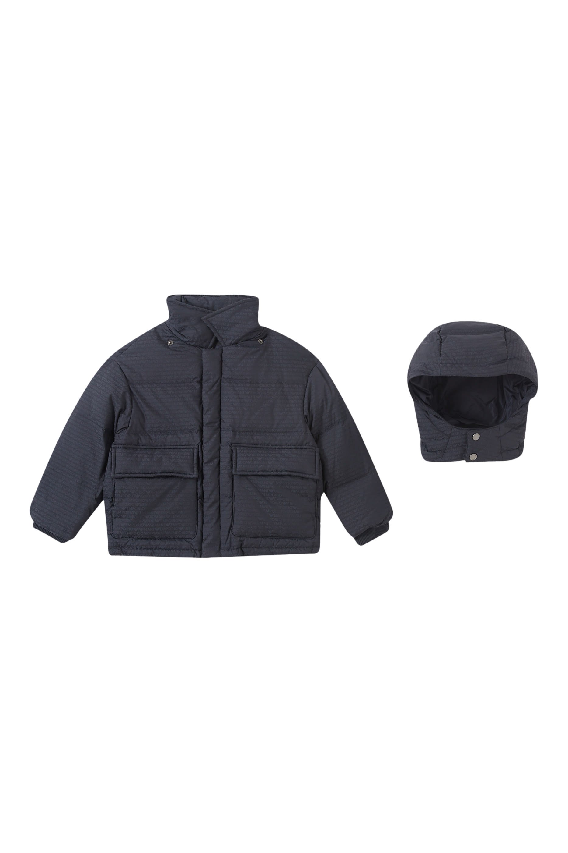 جاكيت بغطاء رأس وشعار الماركة للأطفال